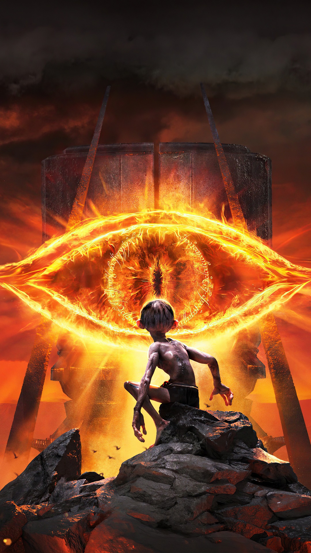 Gollum and the Eye of Sauron 4K HD Phone Wallpaper