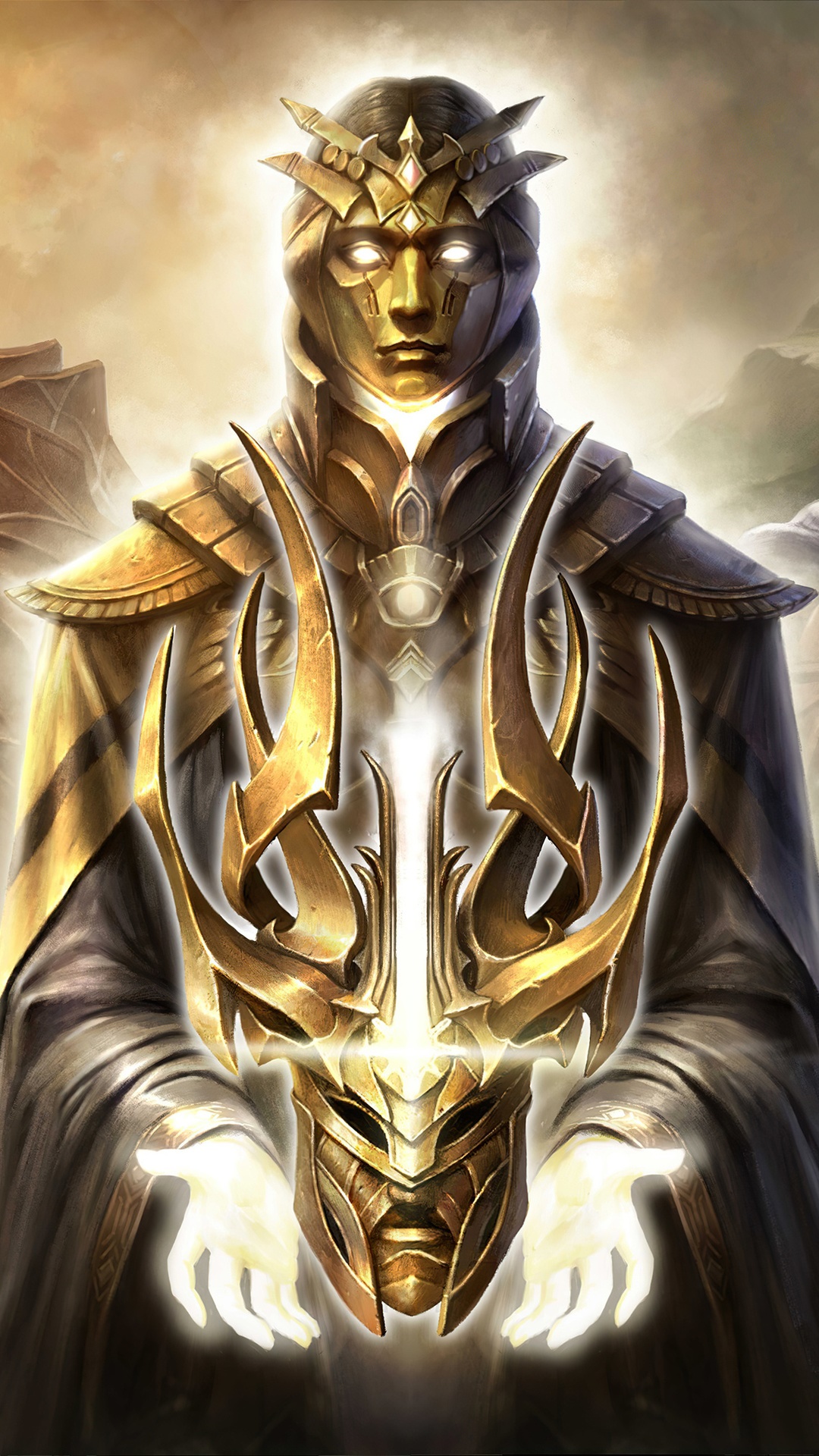 Diablo Immortal Golden Masked Figure HD Phone Wallpaper