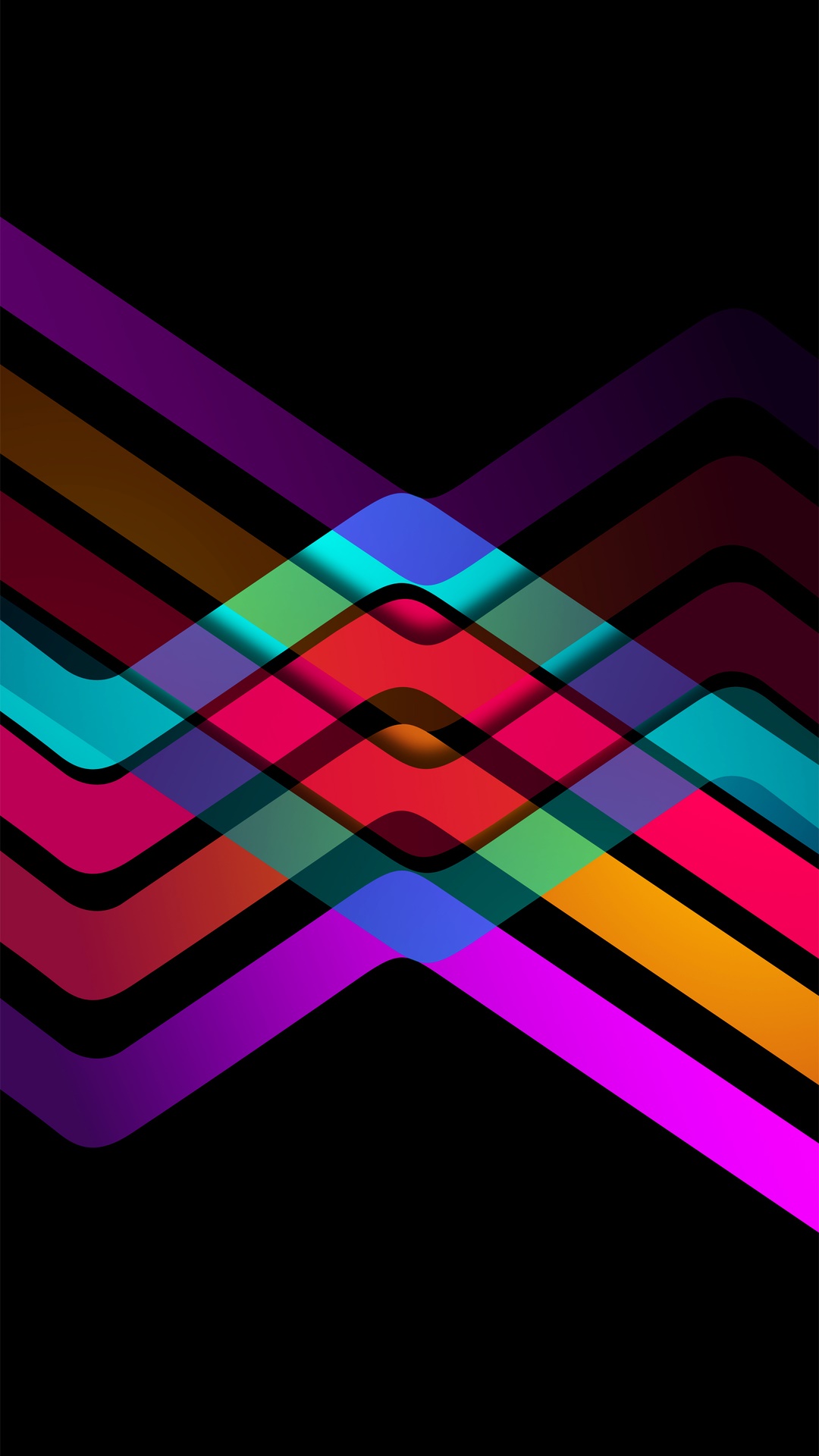 Abstract colorful geometric shapes on black background HD Phone Wallpaper