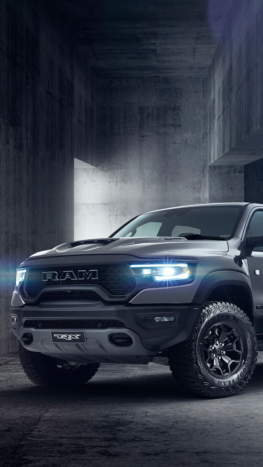 Ram TRX truck in a concrete structure HD Phone Wallpaper