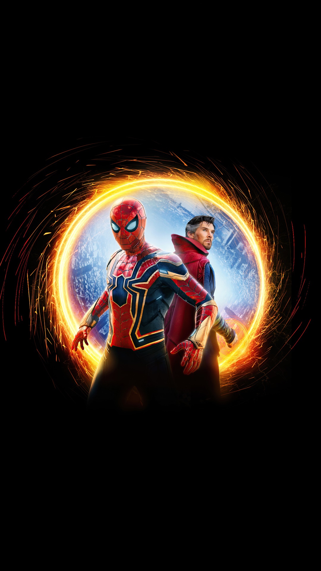 Spider-Man and Doctor Strange in a portal HD Phone Wallpaper