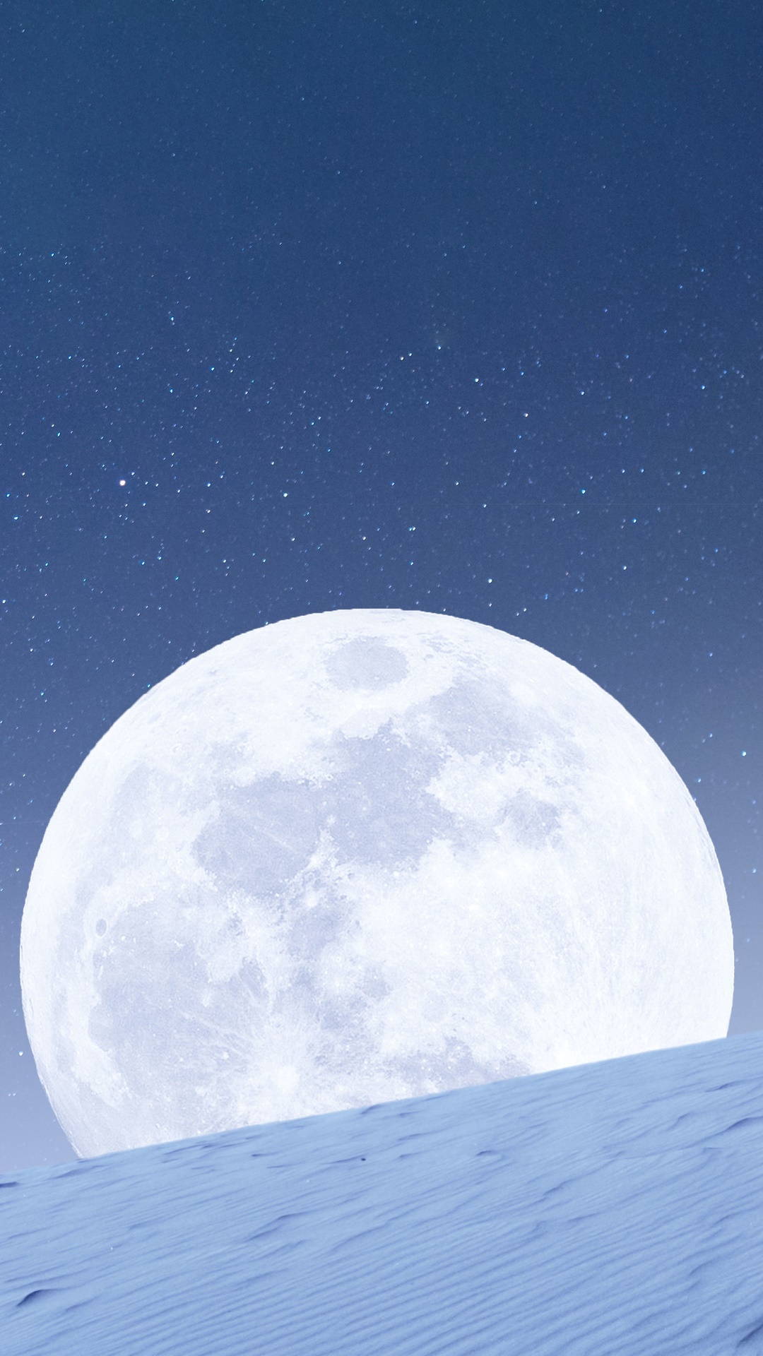 Full moon over a snowy landscape HD Phone Wallpaper