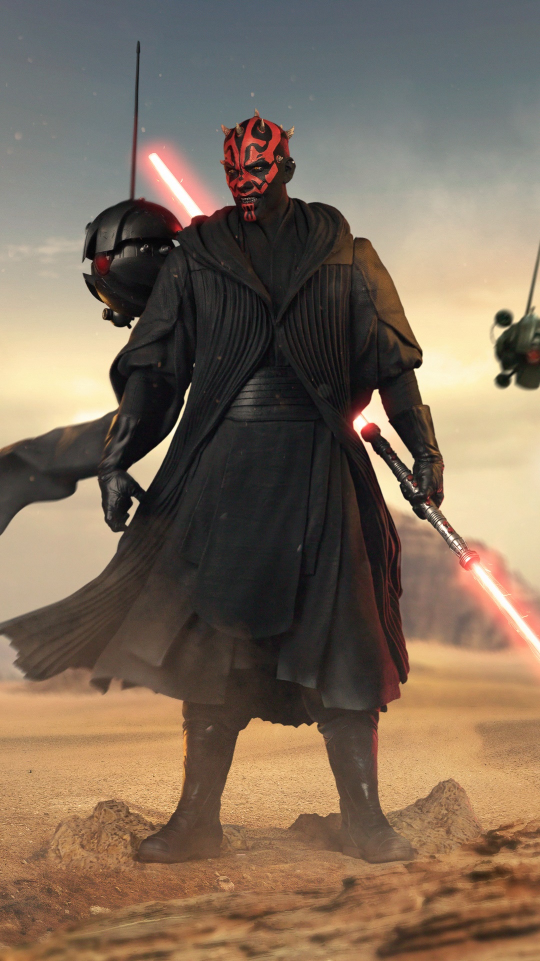 Darth Maul with Lightsaber in Star Wars Artwork 4K HD Phone Wallpaper
