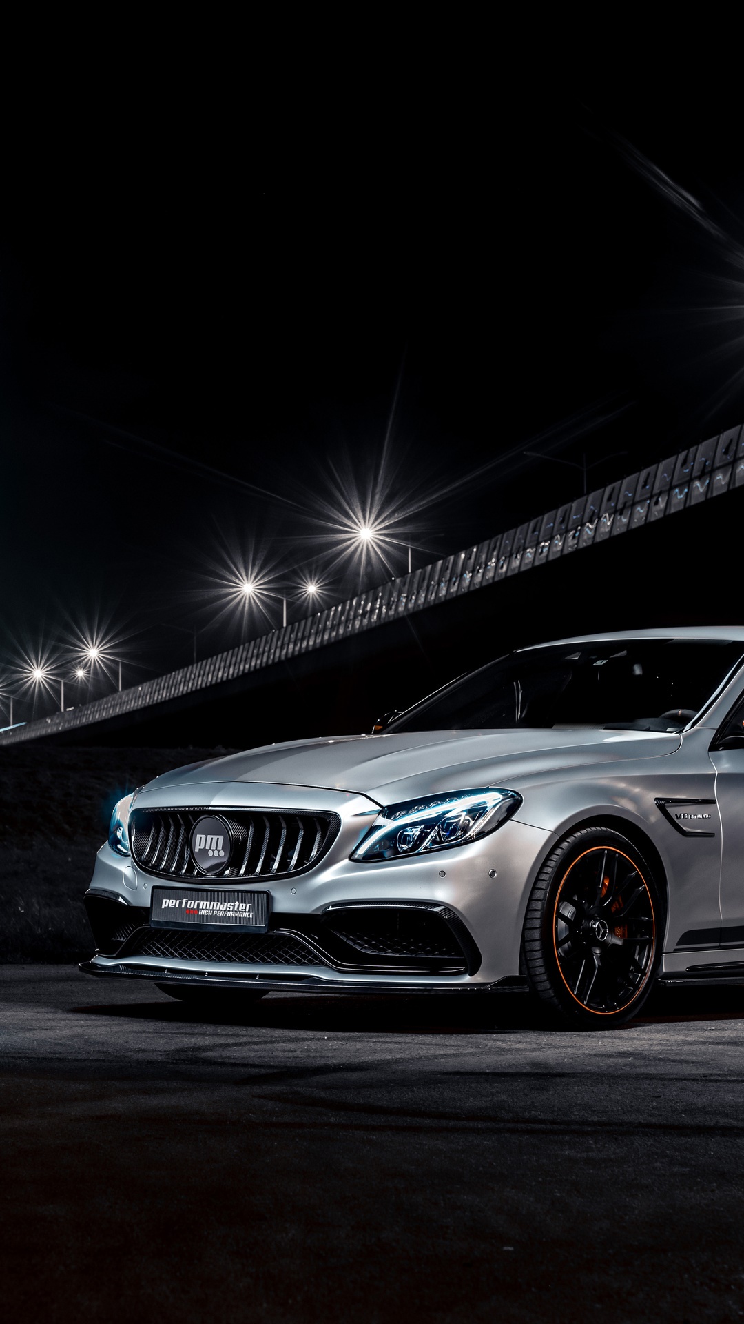 Silver Mercedes-AMG C63 S Coupe by Performaster HD Phone Wallpaper