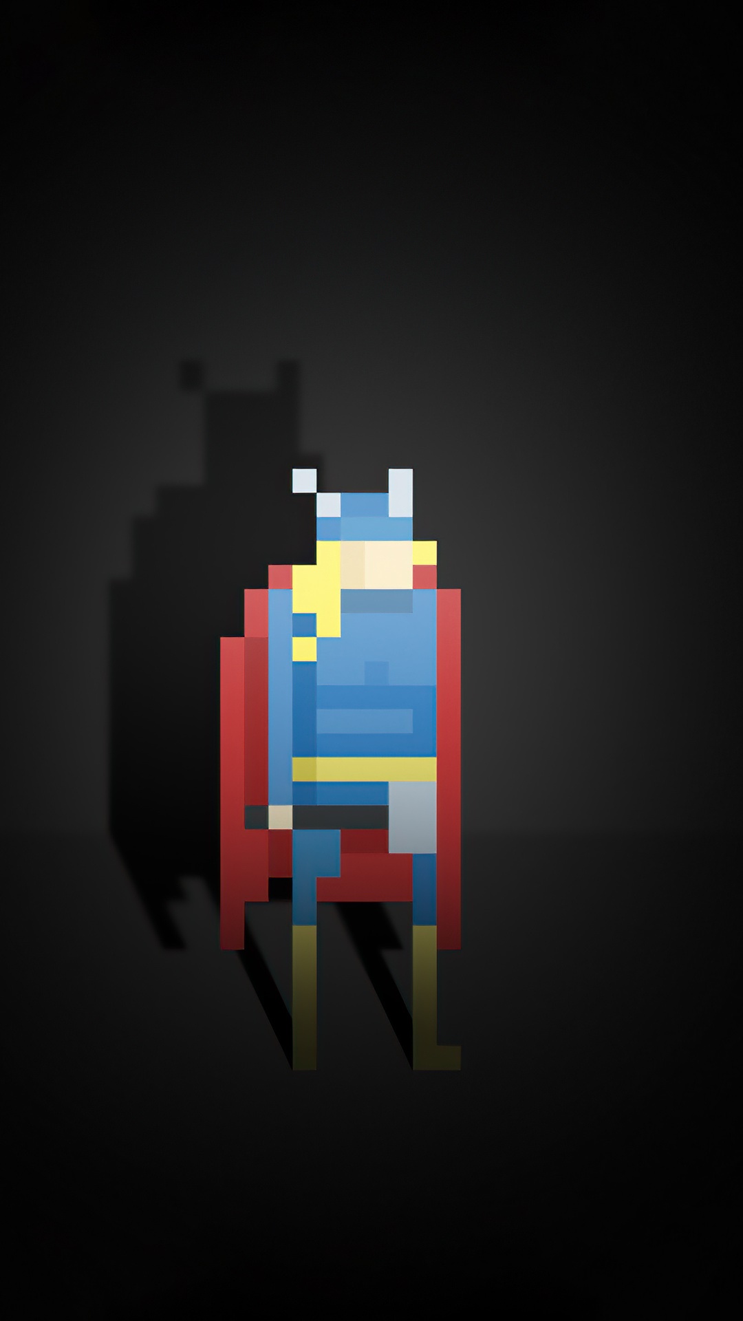 Pixel Thor with Red Cape and Shadow HD Phone Wallpaper