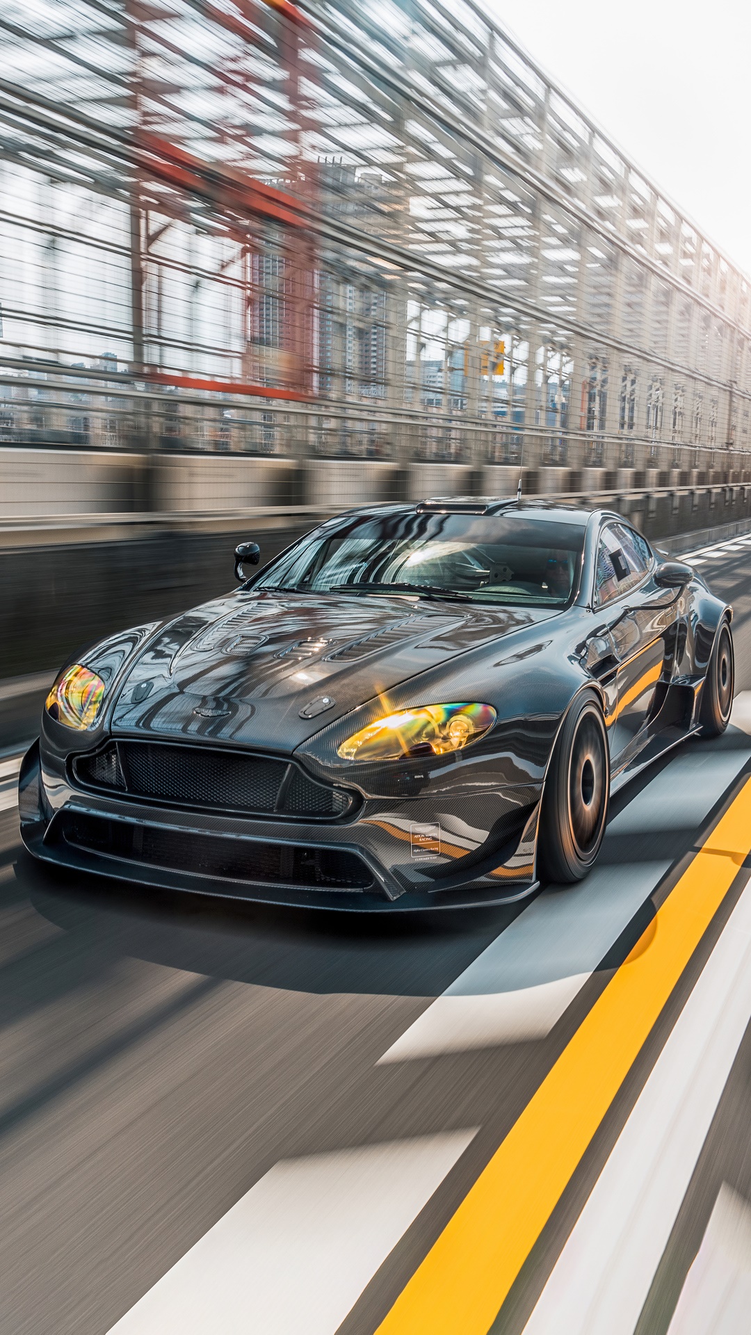Aston Martin Vantage on a bridge HD Phone Wallpaper