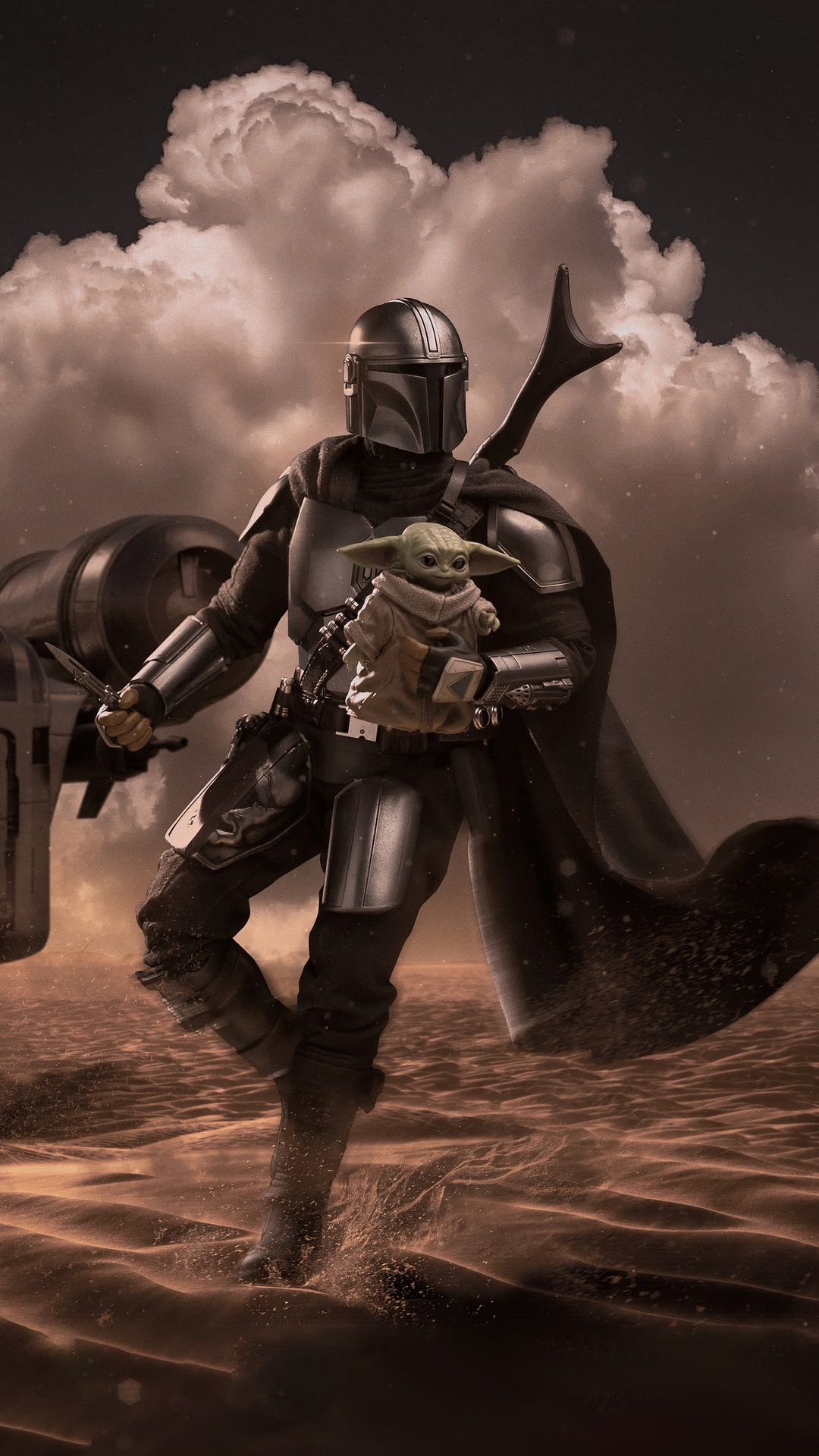 The Mandalorian and Grogu in 4K HD Phone Wallpaper