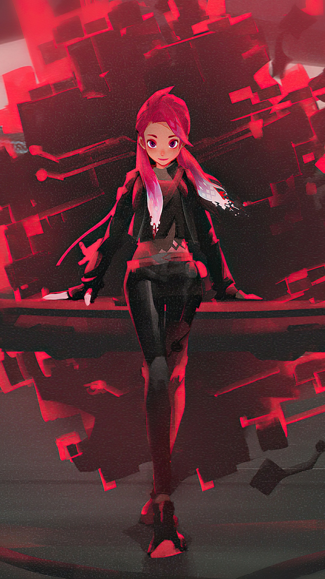 Artwork of a girl with pink hair HD Phone Wallpaper