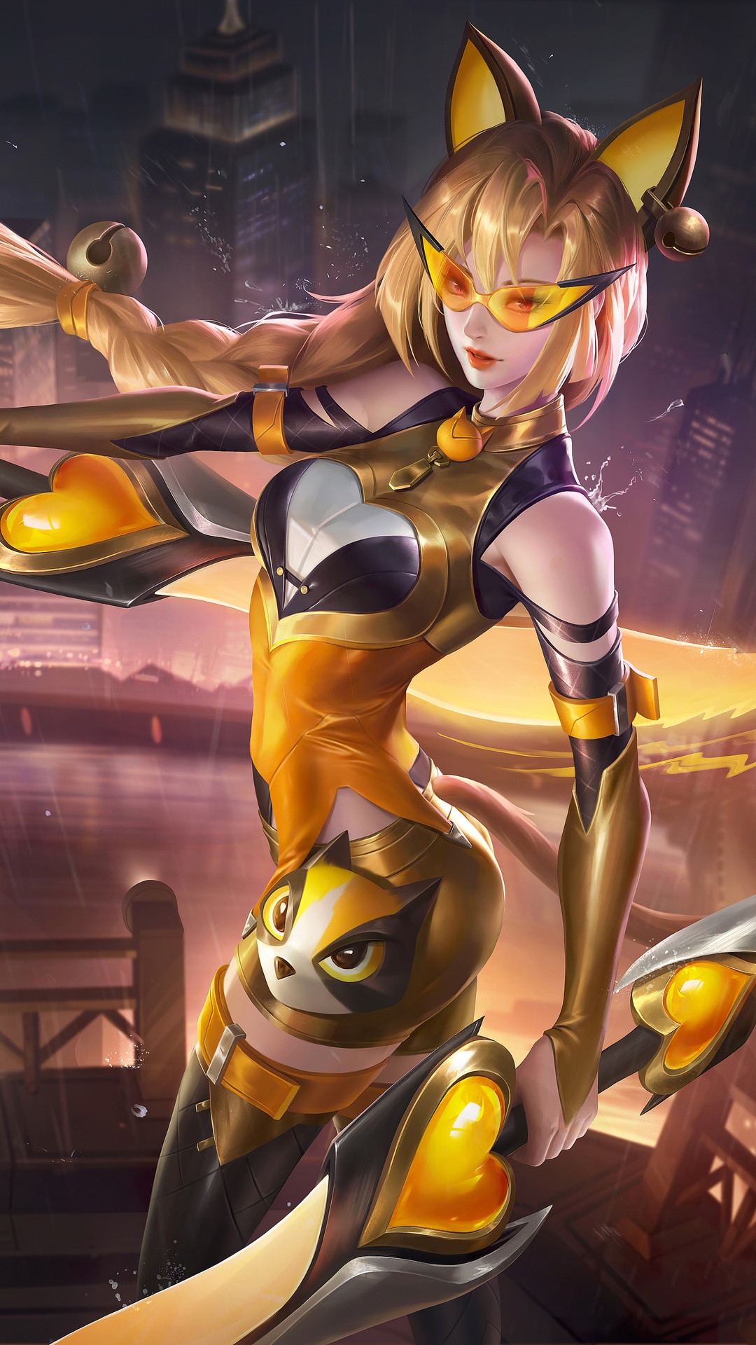 Honor of Kings character with cat ears and goggles HD Phone Wallpaper
