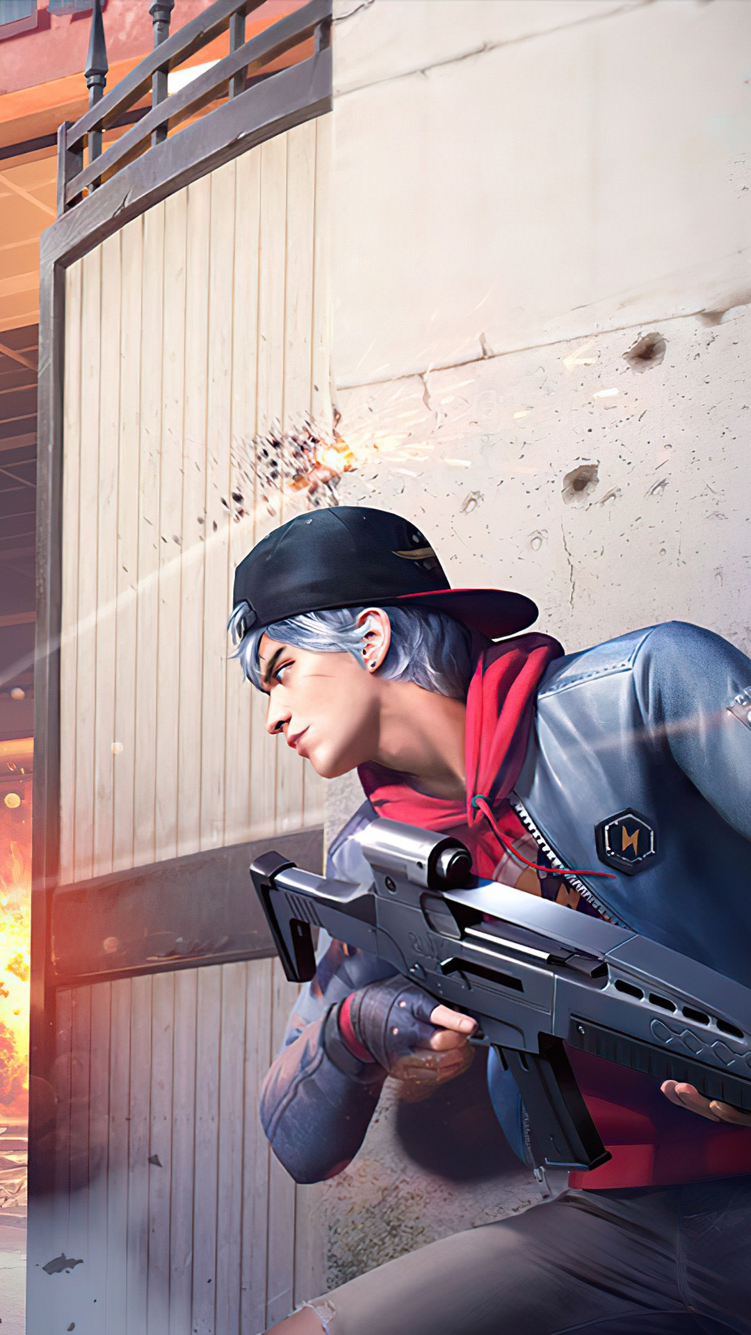 Garena Free Fire character with a rifle HD Phone Wallpaper