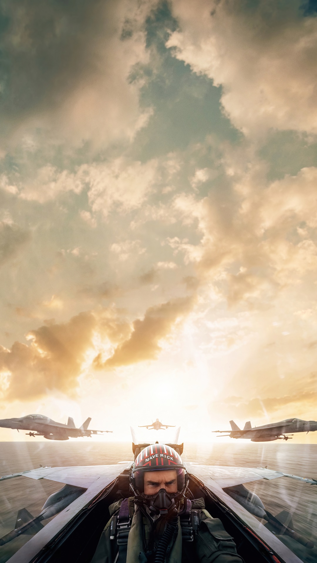 Top Gun Maverick Pilot in Cockpit with Fighter Jets HD Phone Wallpaper