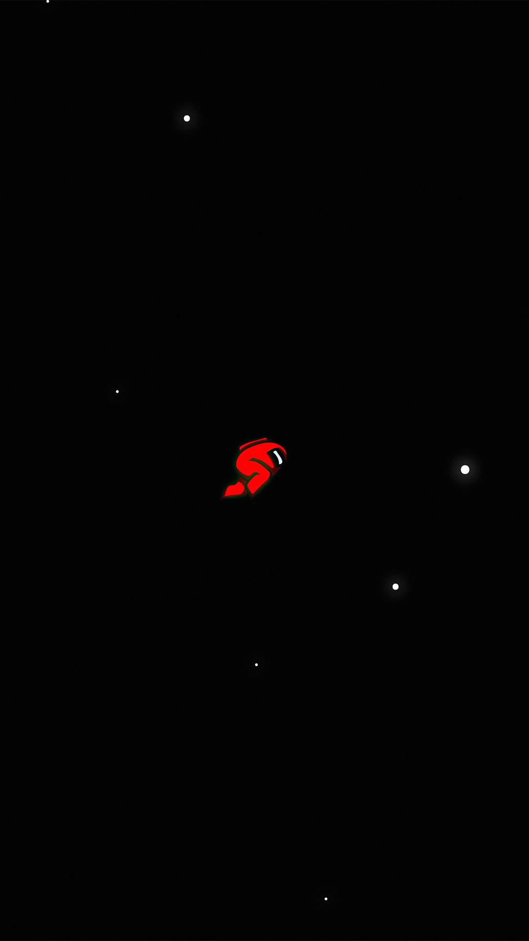 Red Among Us character in dark space with stars HD Phone Wallpaper