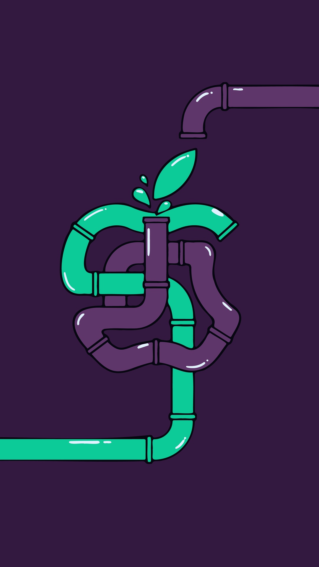 Apple logo made of pipes with water HD Phone Wallpaper