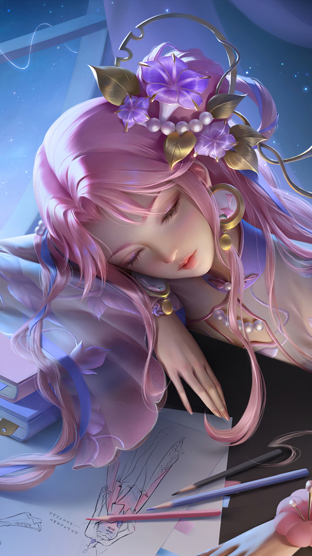 Honor of Kings: Sleeping Princess with Pink Hair HD Phone Wallpaper