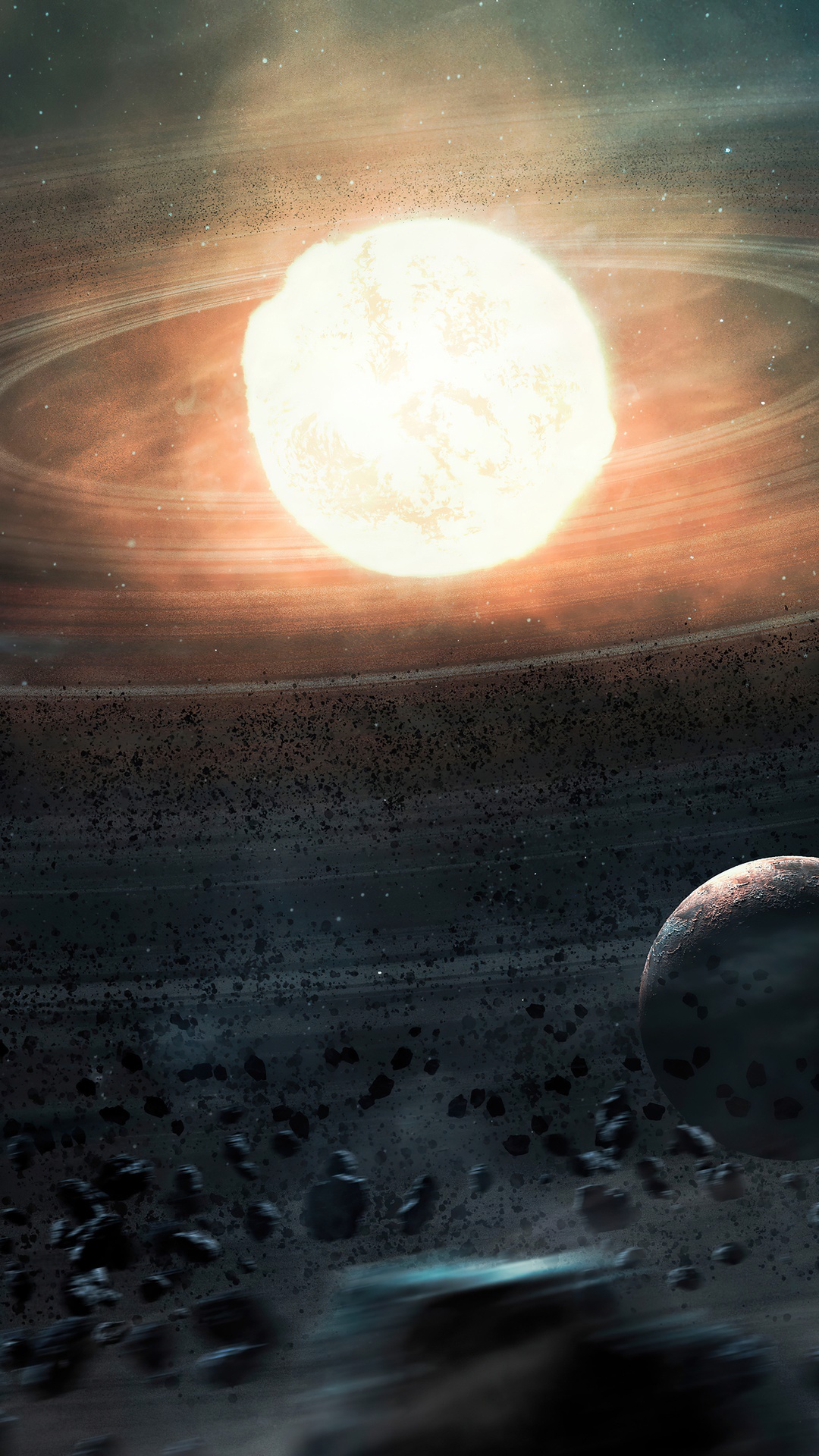 Digital Universe with Planet and Rings HD Phone Wallpaper