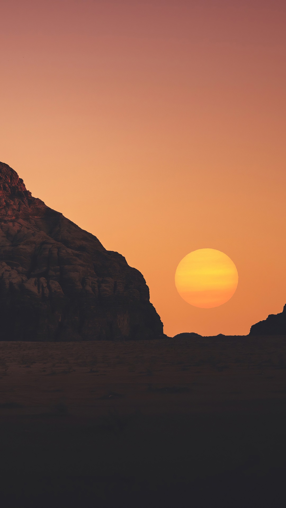 Sunset over rocky desert landscape HD Phone Wallpaper