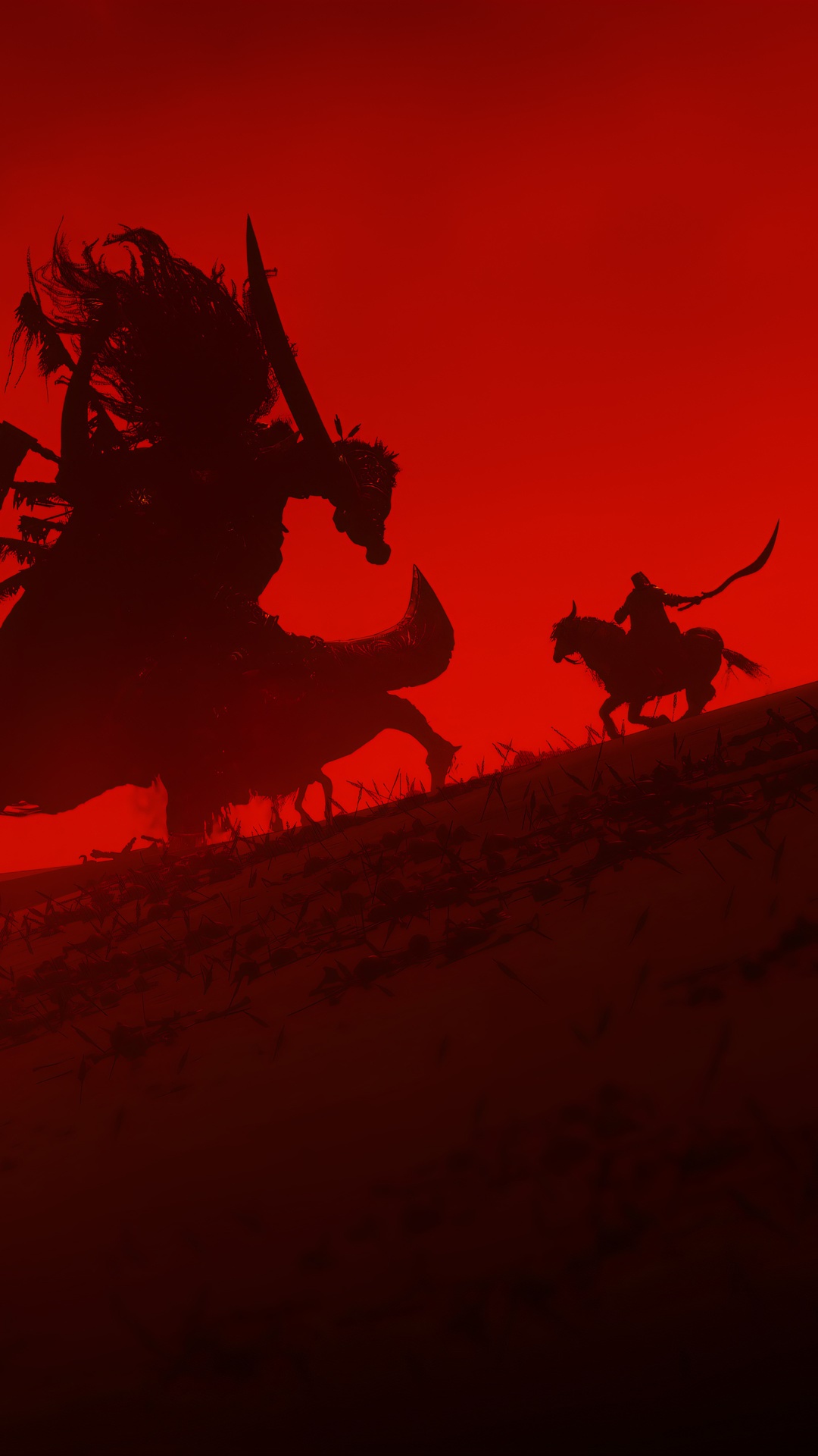 Elden Ring silhouette of warriors on horseback HD Phone Wallpaper