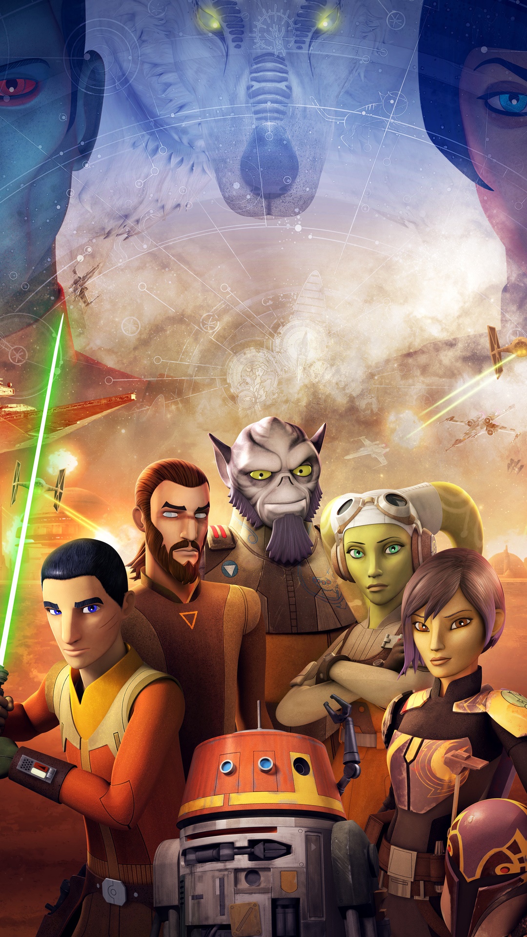 Star Wars Rebels characters and ships HD Phone Wallpaper