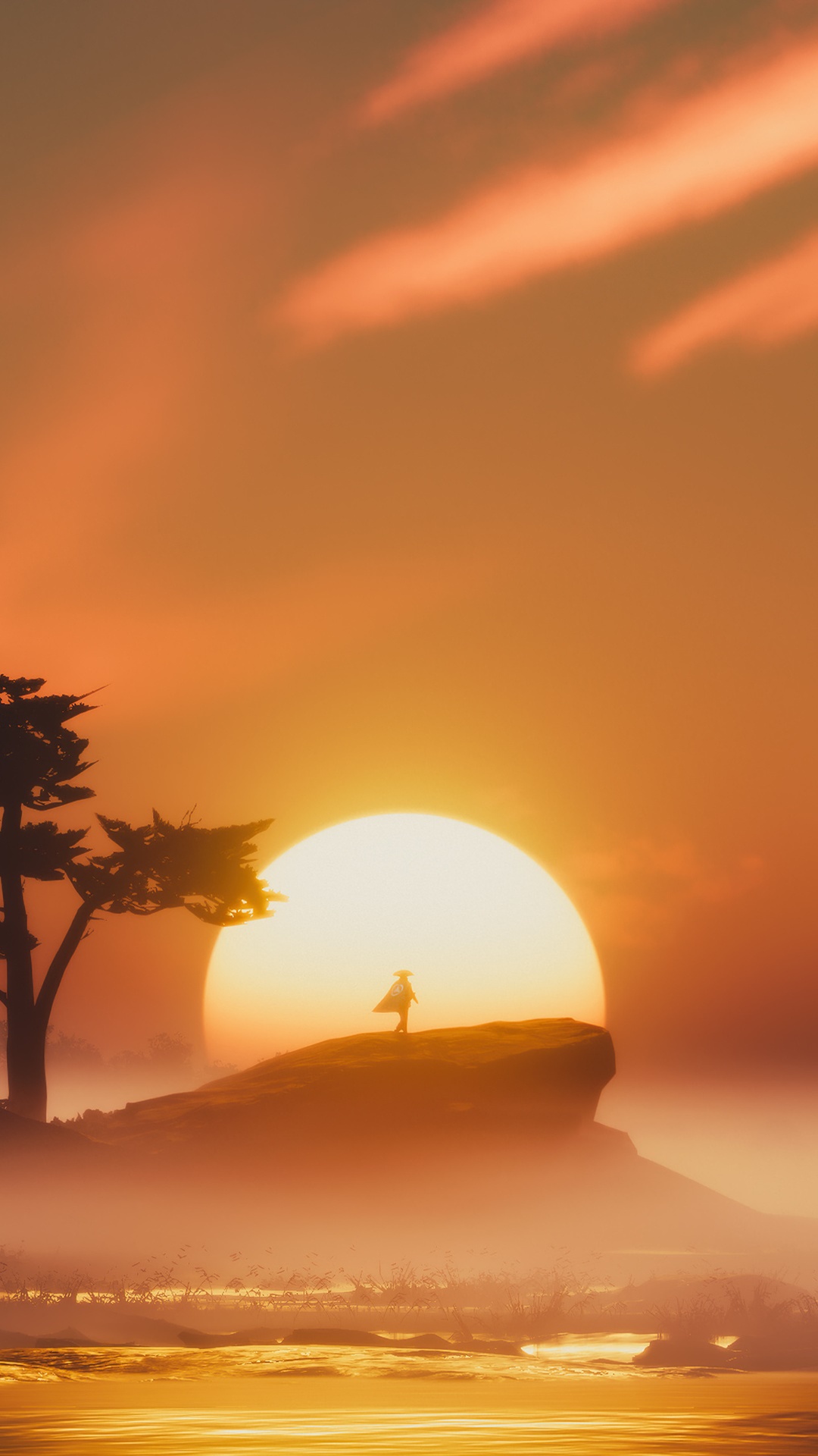 Ghost of Tsushima Samurai at Sunset HD Phone Wallpaper