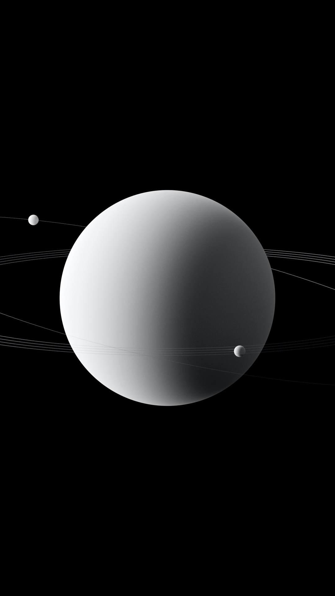 A planet with rings and moons in space HD Phone Wallpaper