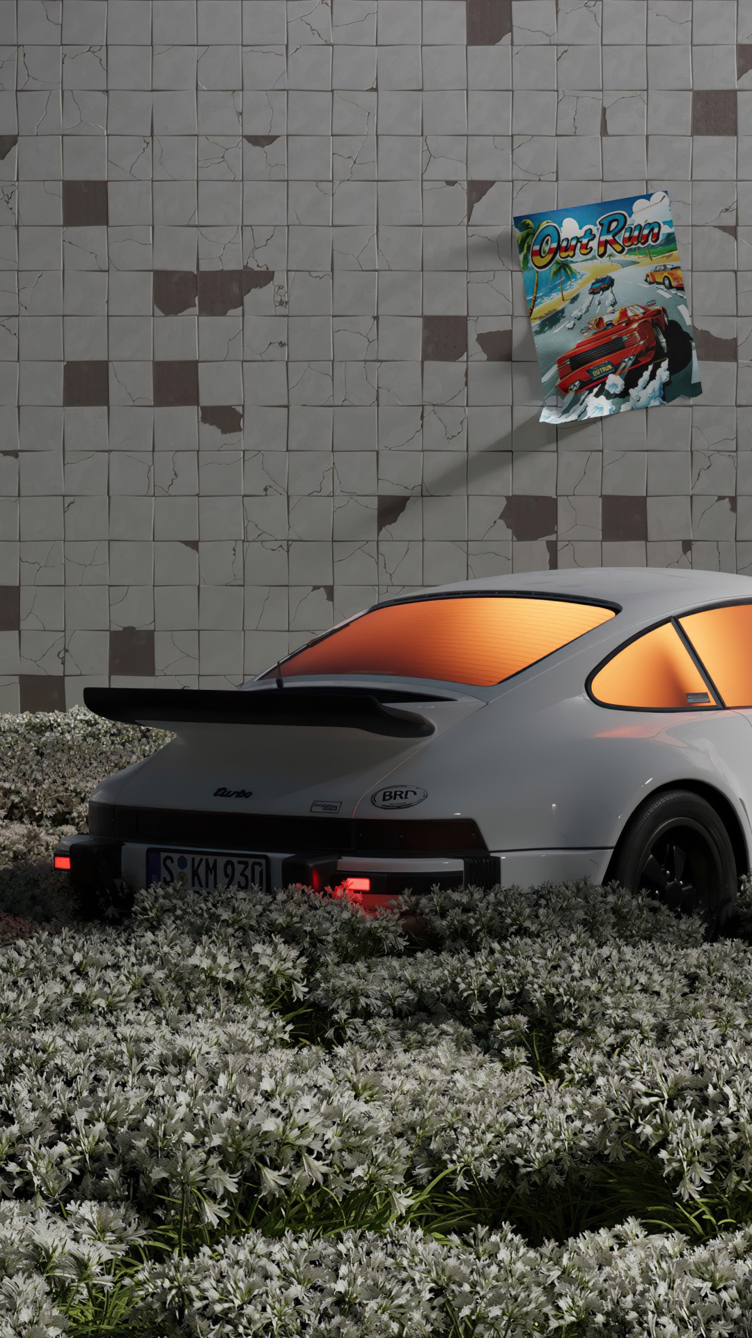 Porsche 911 Turbo in Out Run style HD Phone Wallpaper