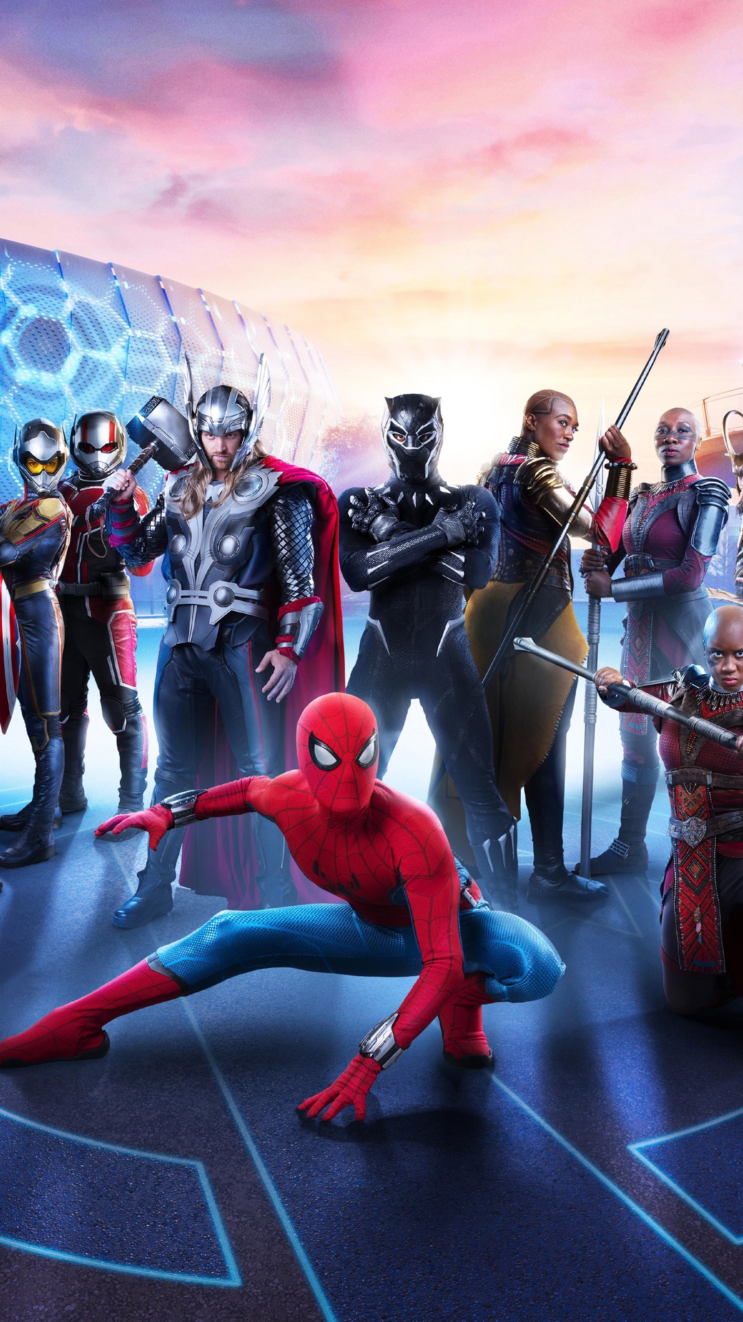 Spider-Man, Thor, Black Panther, and Avengers 4K HD Phone Wallpaper