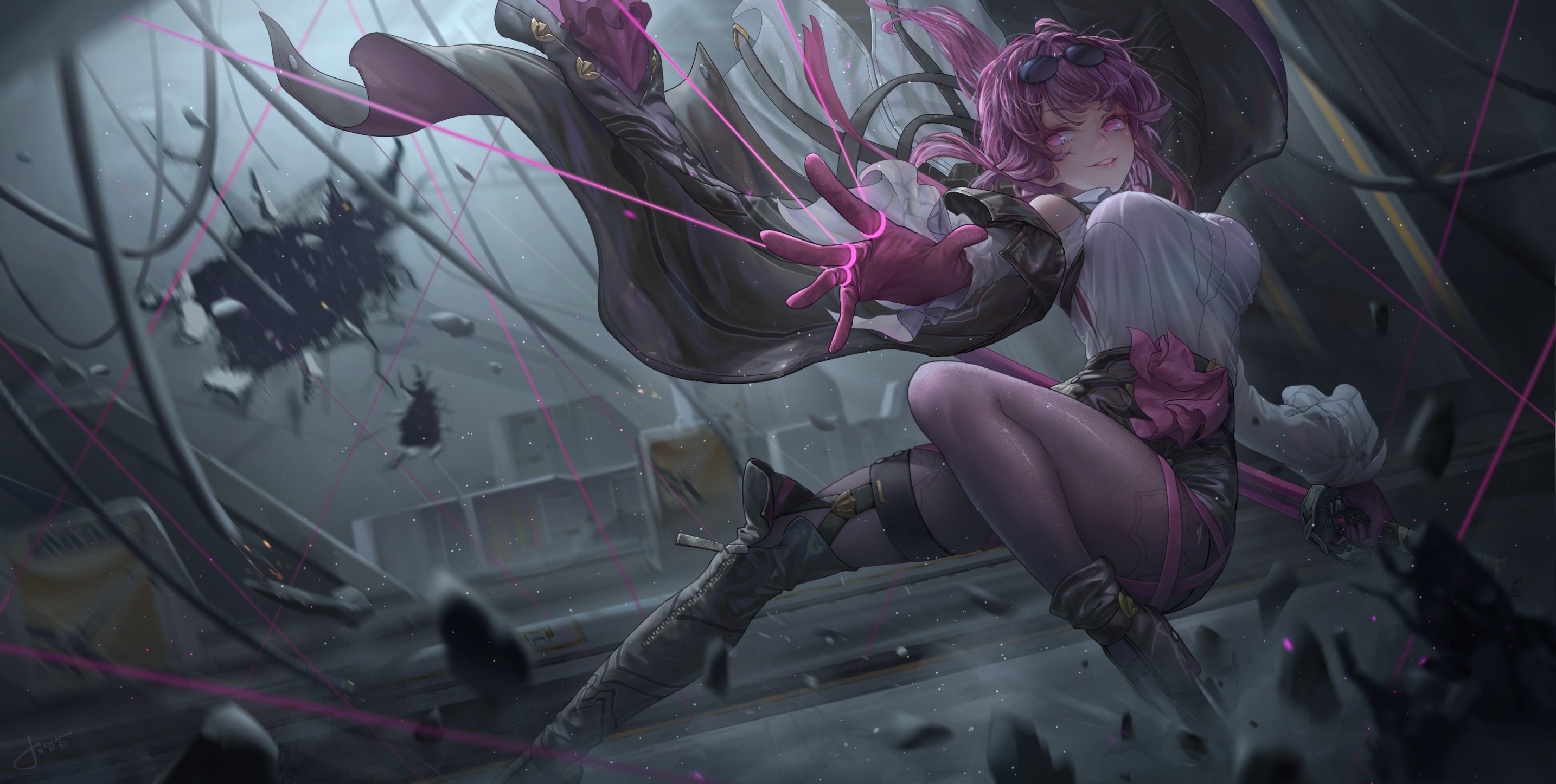 Kafka from Honkai: Star Rail with purple hair and eyes HD Wallpaper