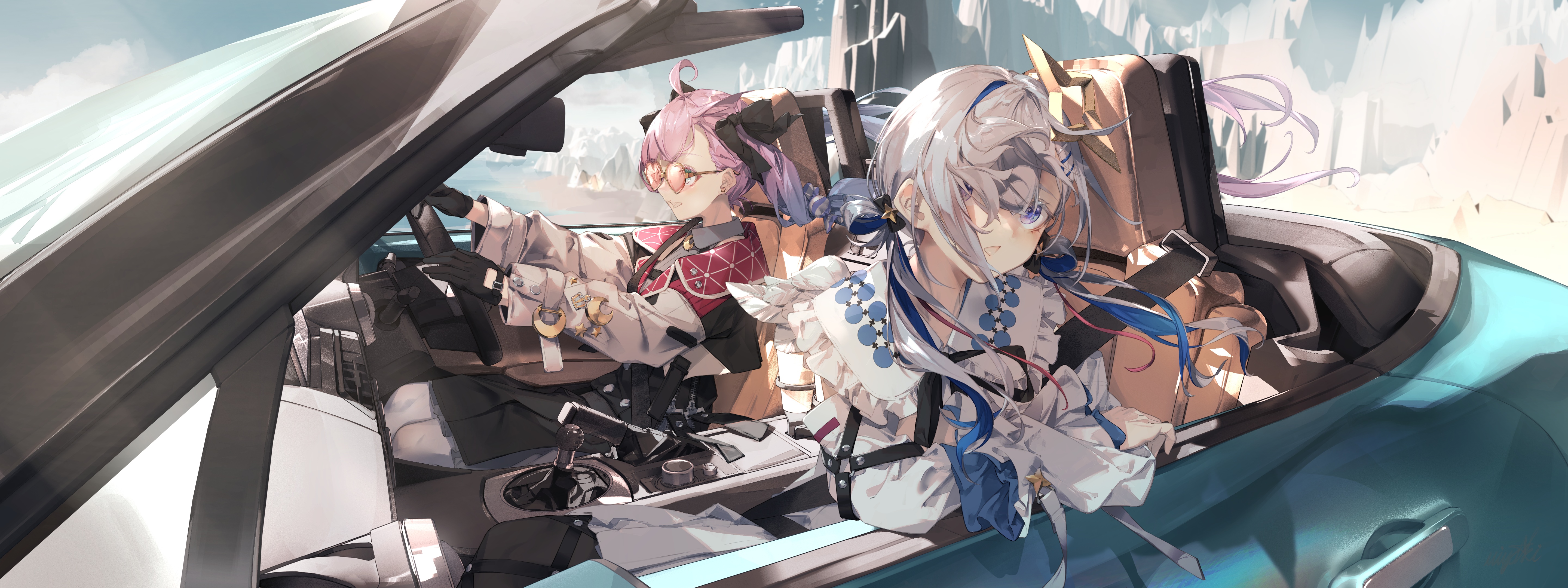 Two girls driving a car HD Wallpaper