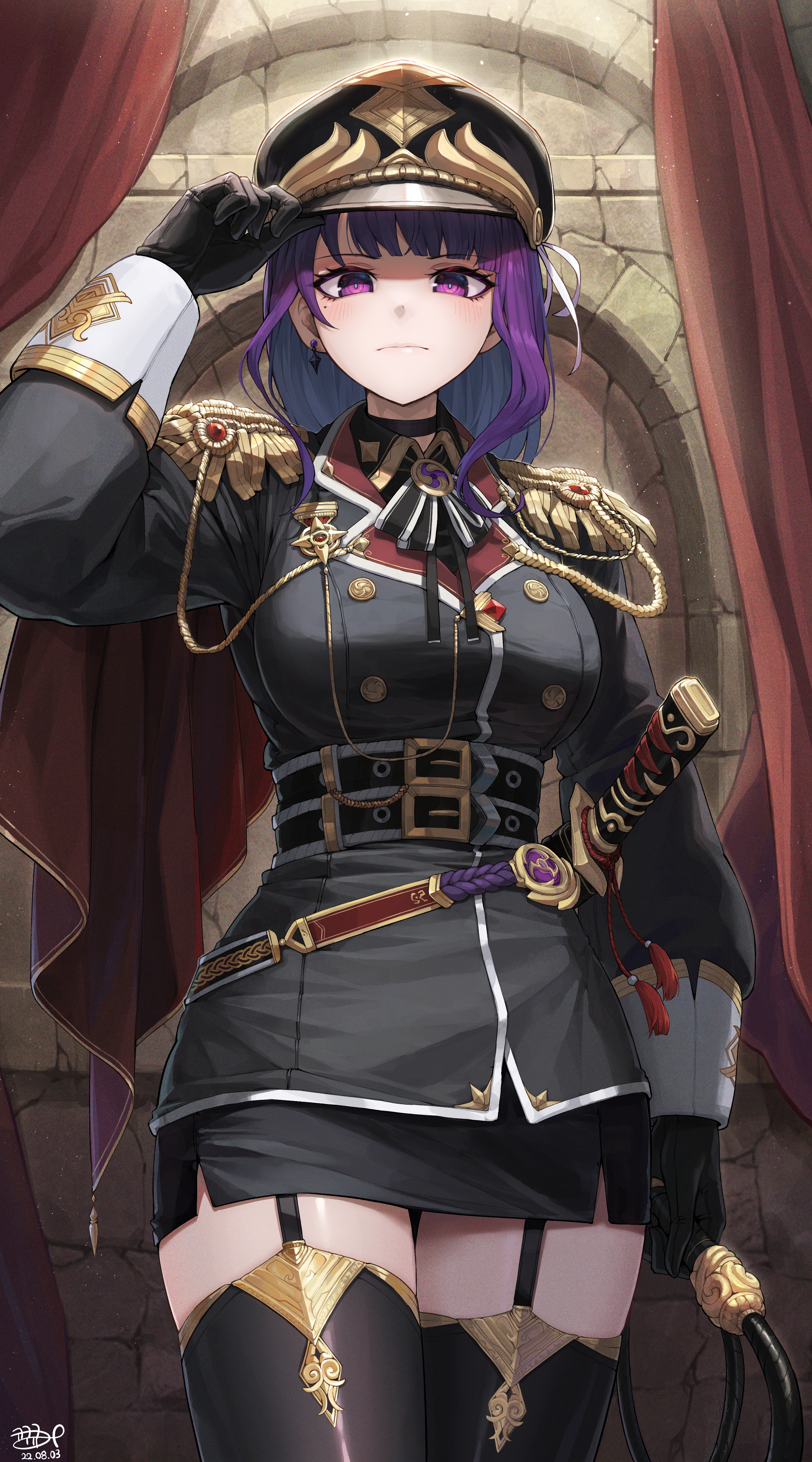 Woman in military uniform with sword and whip HD Phone Wallpaper