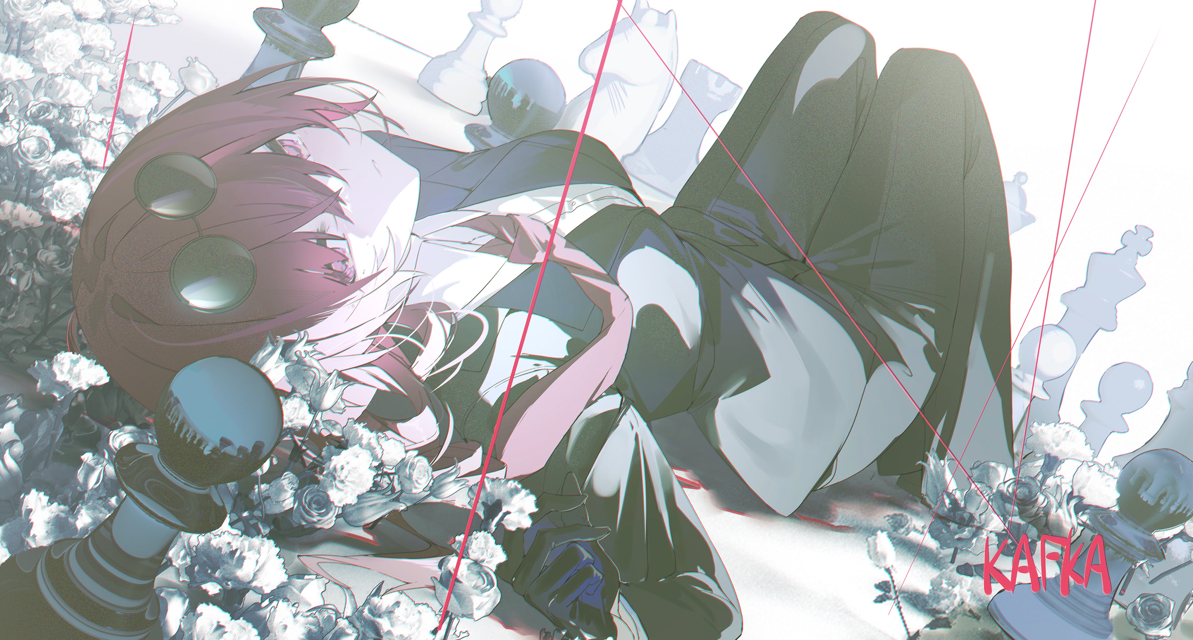 4K Honkai: Star Rail Kafka with chess pieces and flowers HD Wallpaper