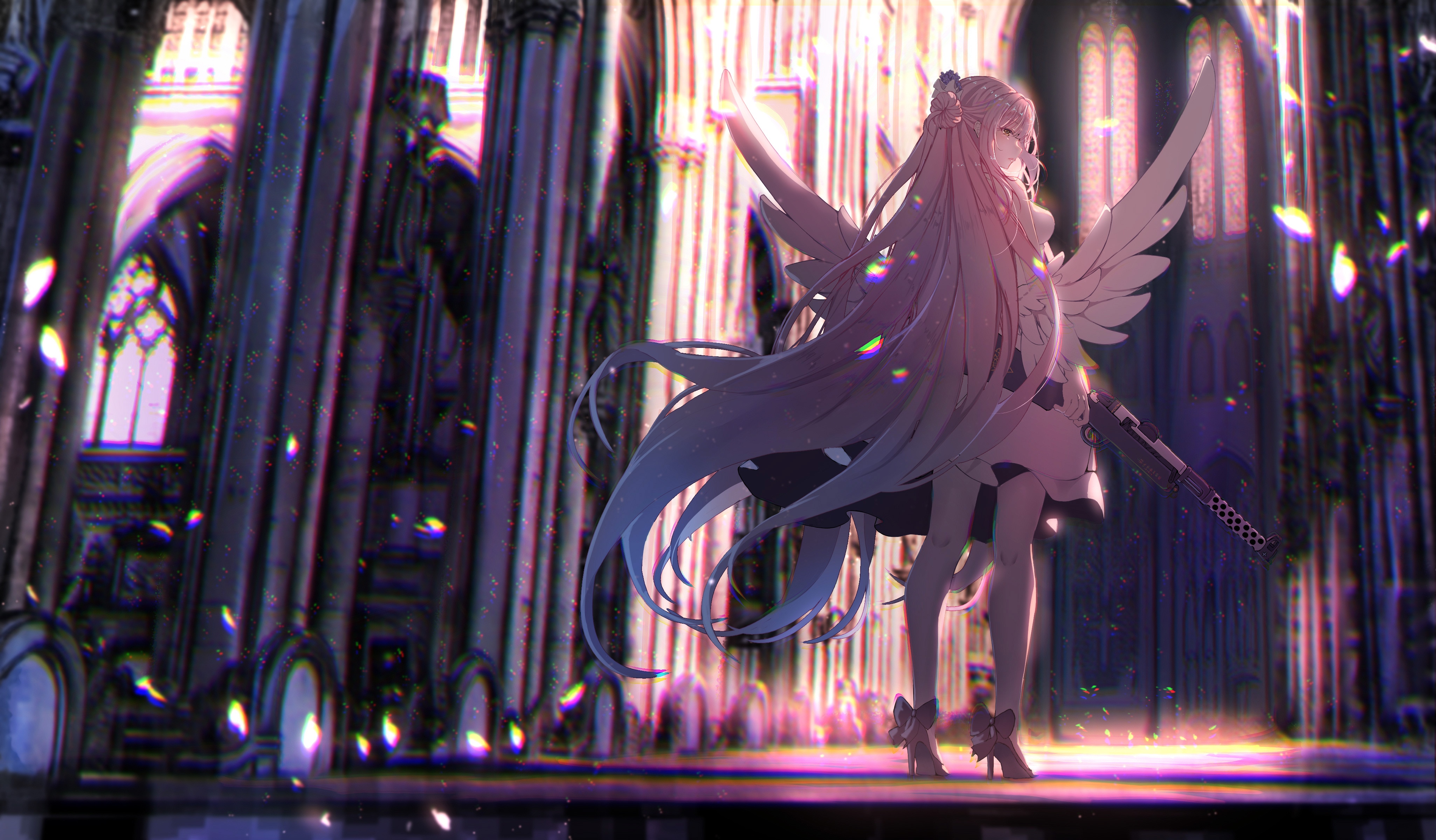 4K Blue Archive Misono Mika with Wings and Gun HD Wallpaper