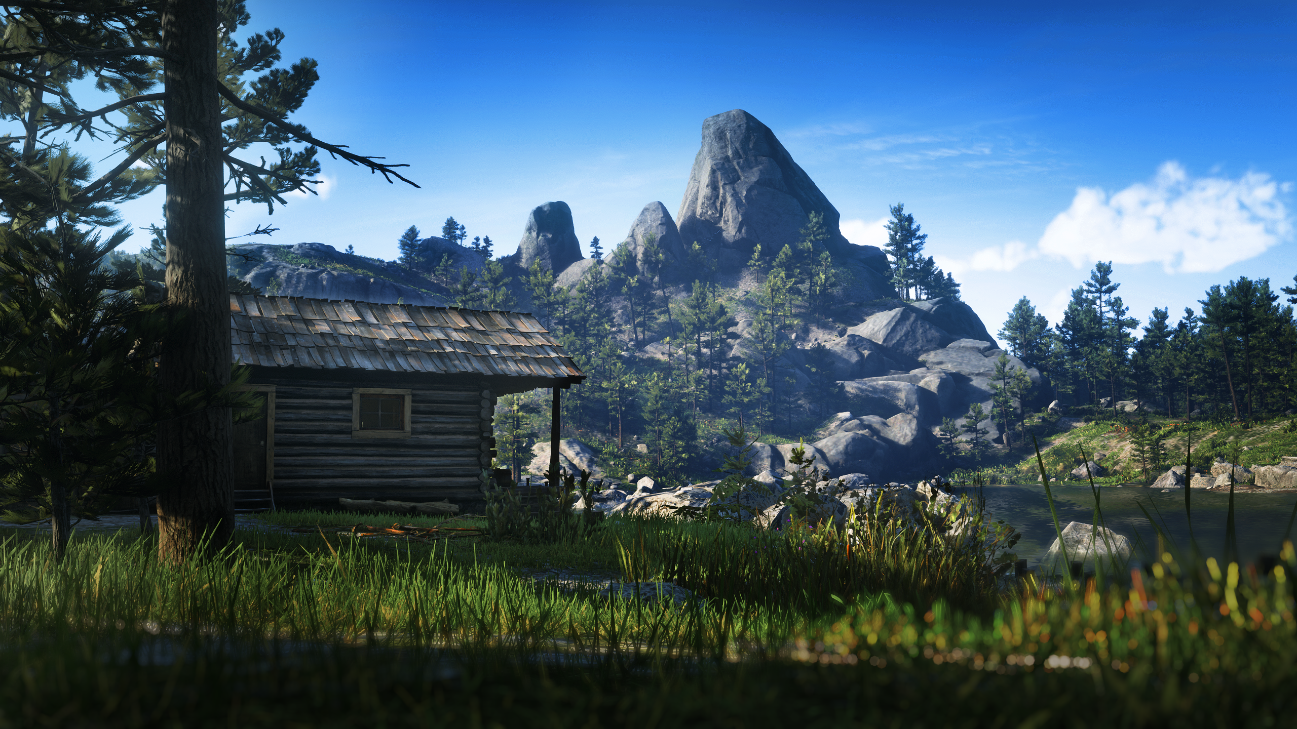 Red Dead Redemption 2 Cabin in a Rocky Forest HD Wallpaper