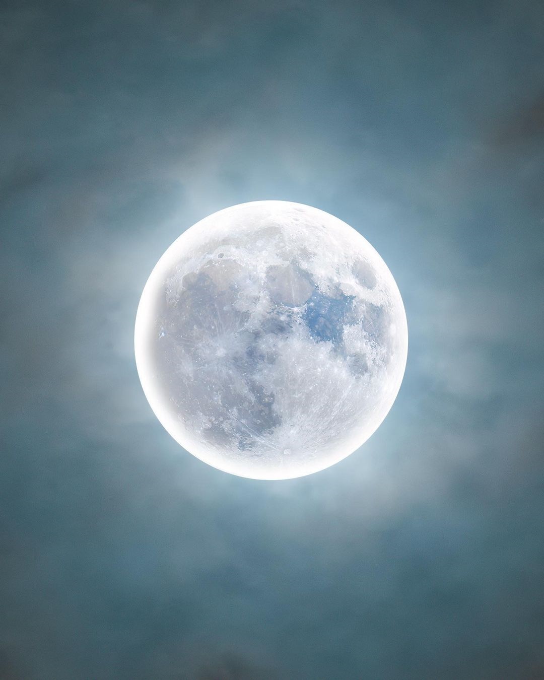 Full Moon glowing through clouds at night HD Phone Wallpaper