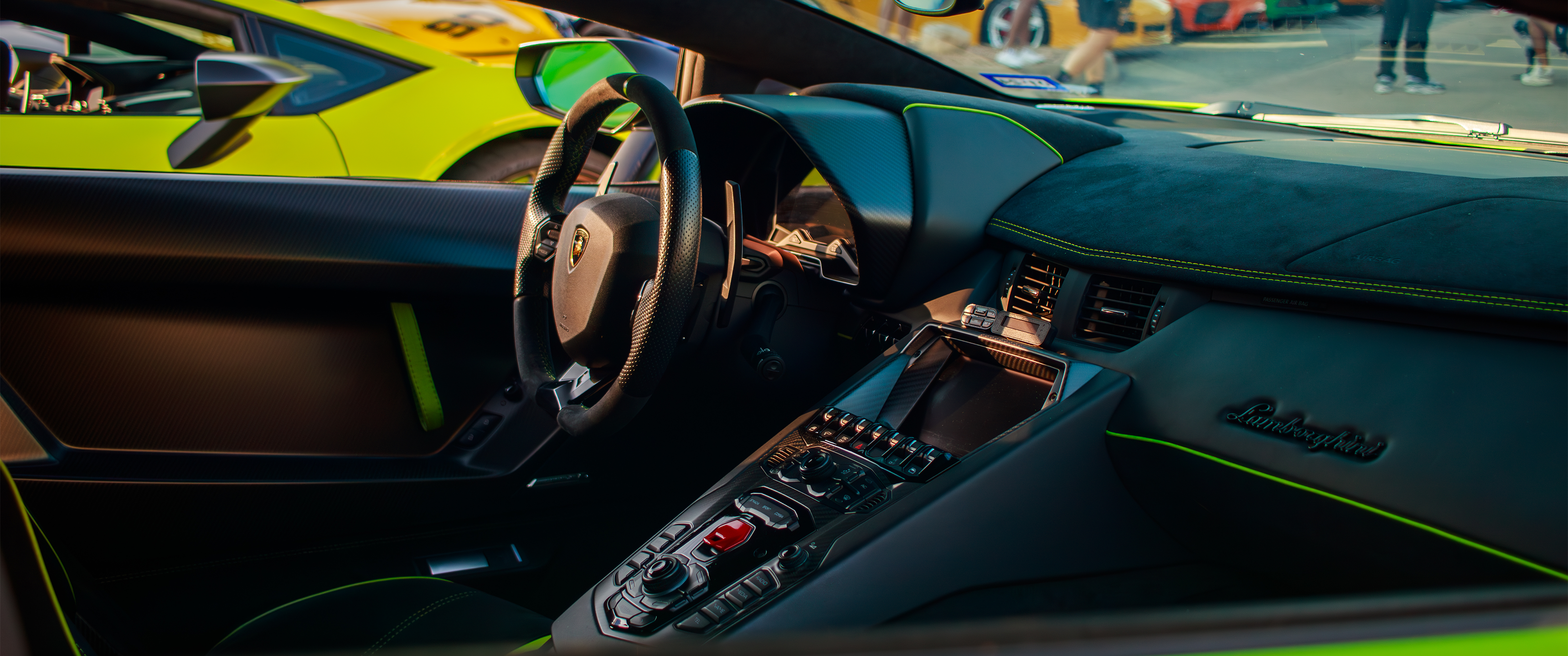 Lamborghini Aventador SV Interior with Steering Wheel HD Wallpaper