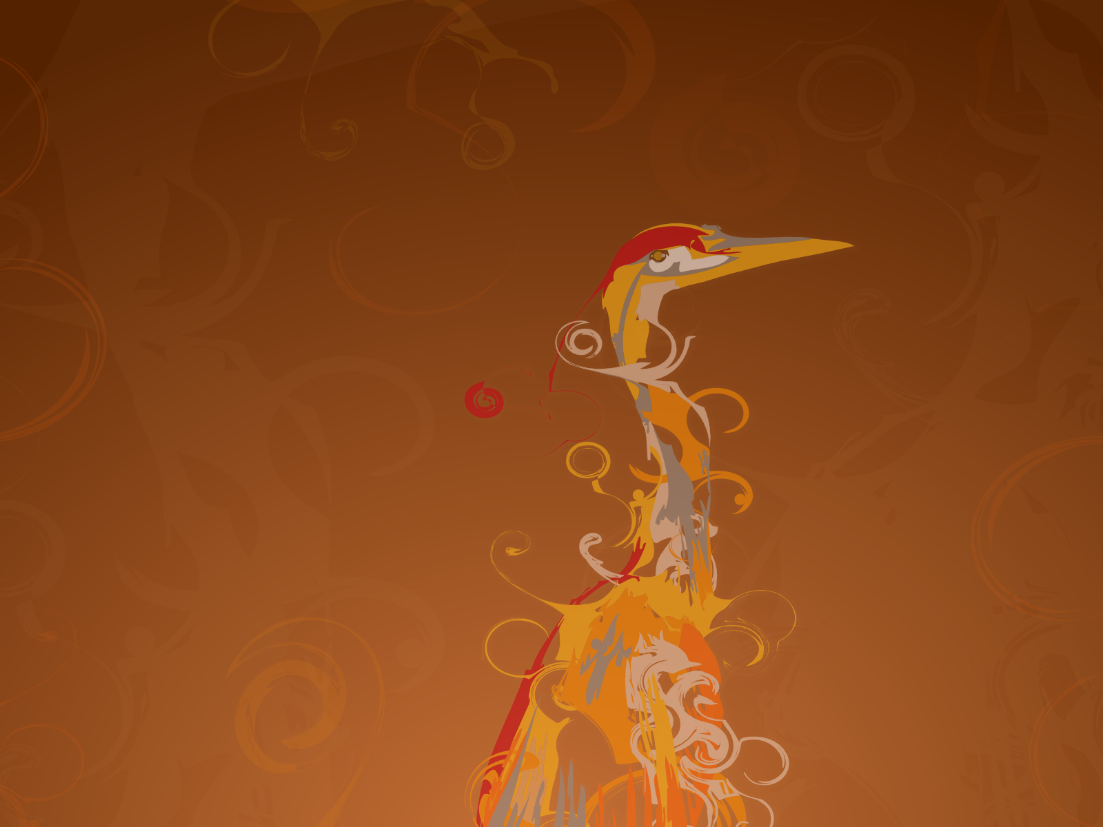 Abstract digital art of a bird with swirling patterns HD Wallpaper
