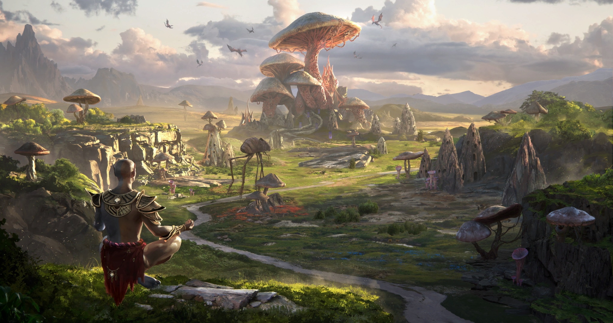 The Elder Scrolls III: Morrowind landscape with mushrooms HD Wallpaper