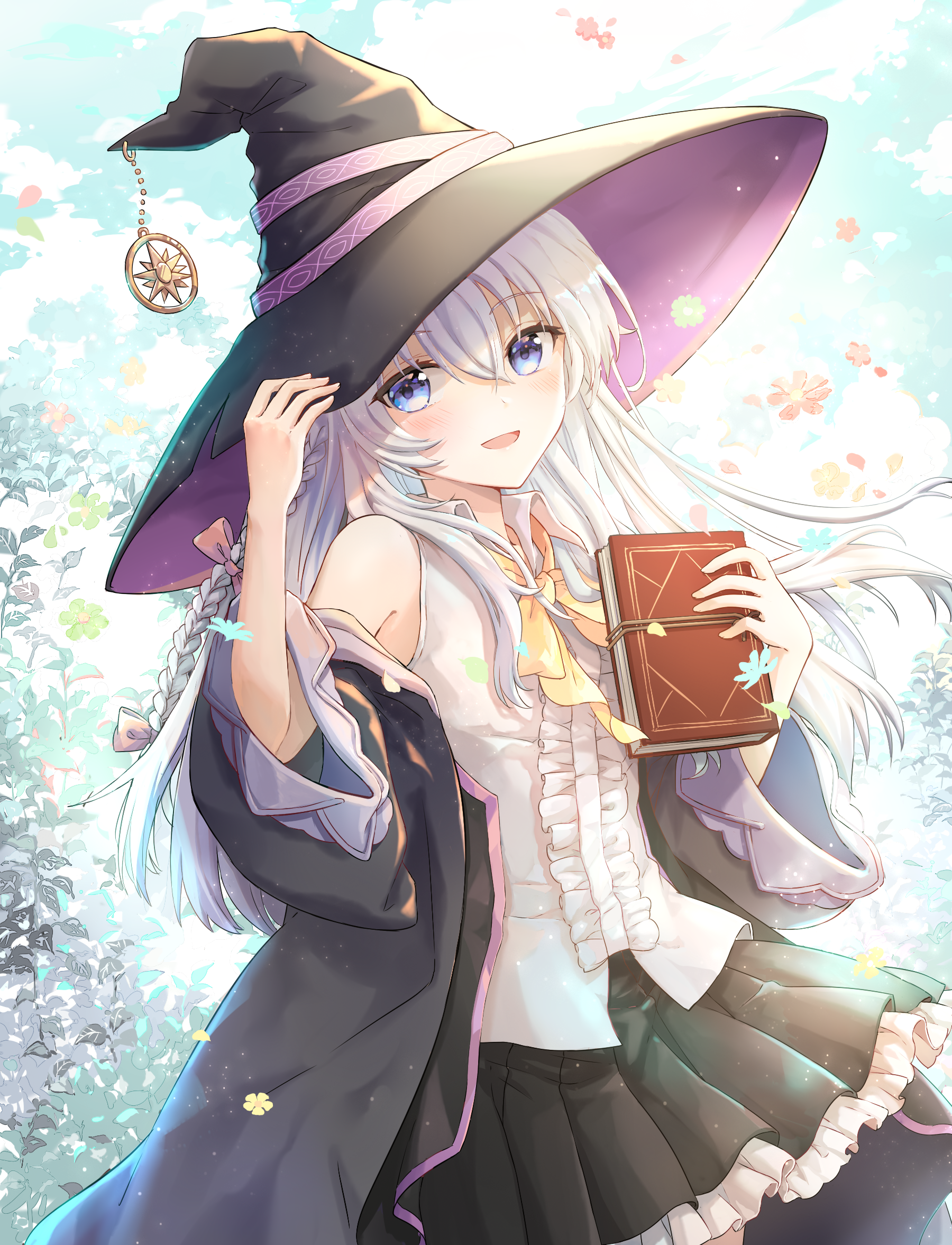 Elaina from Majo no Tabitabi holding a book HD Phone Wallpaper