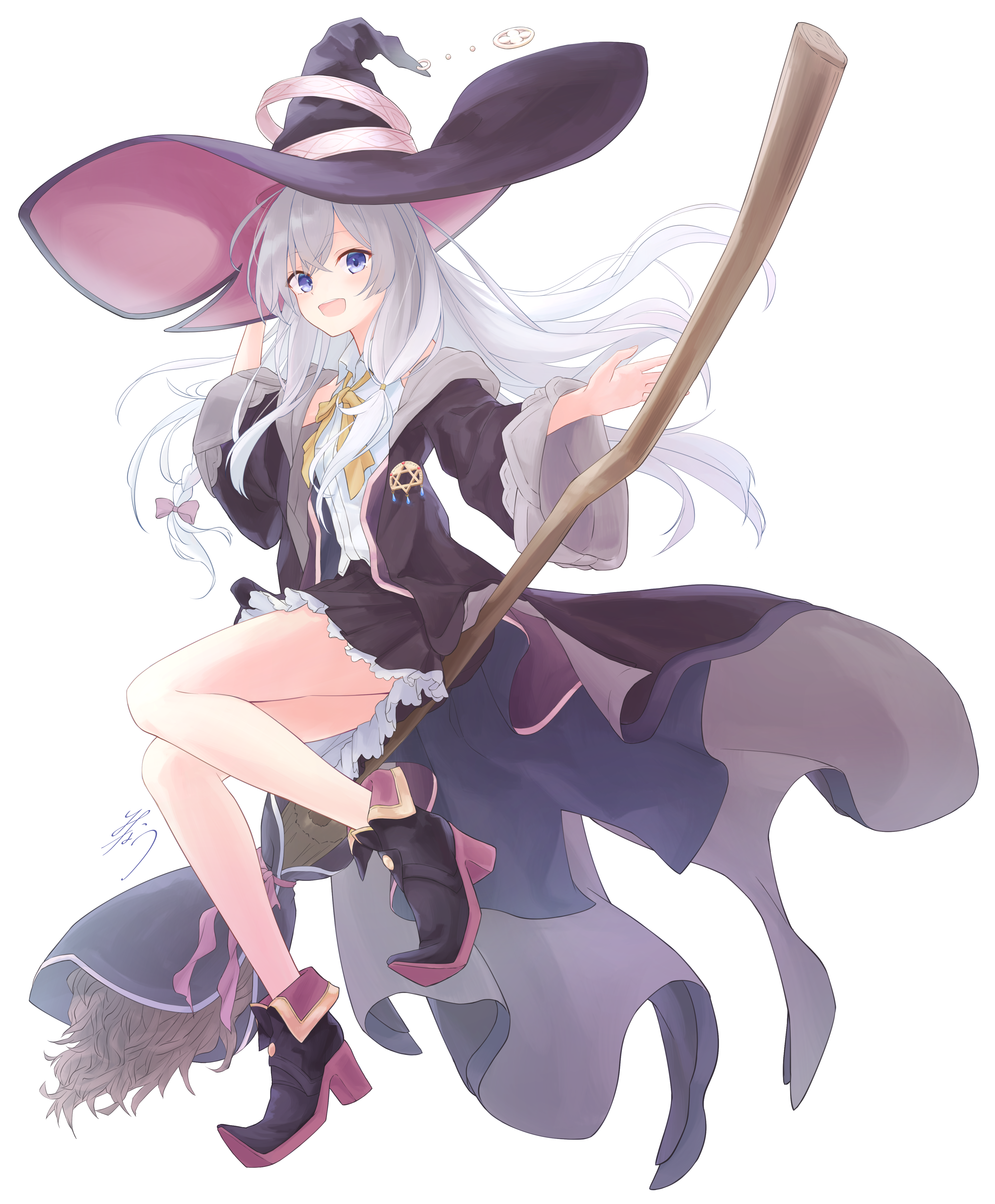 Elaina the witch on a broom HD Phone Wallpaper