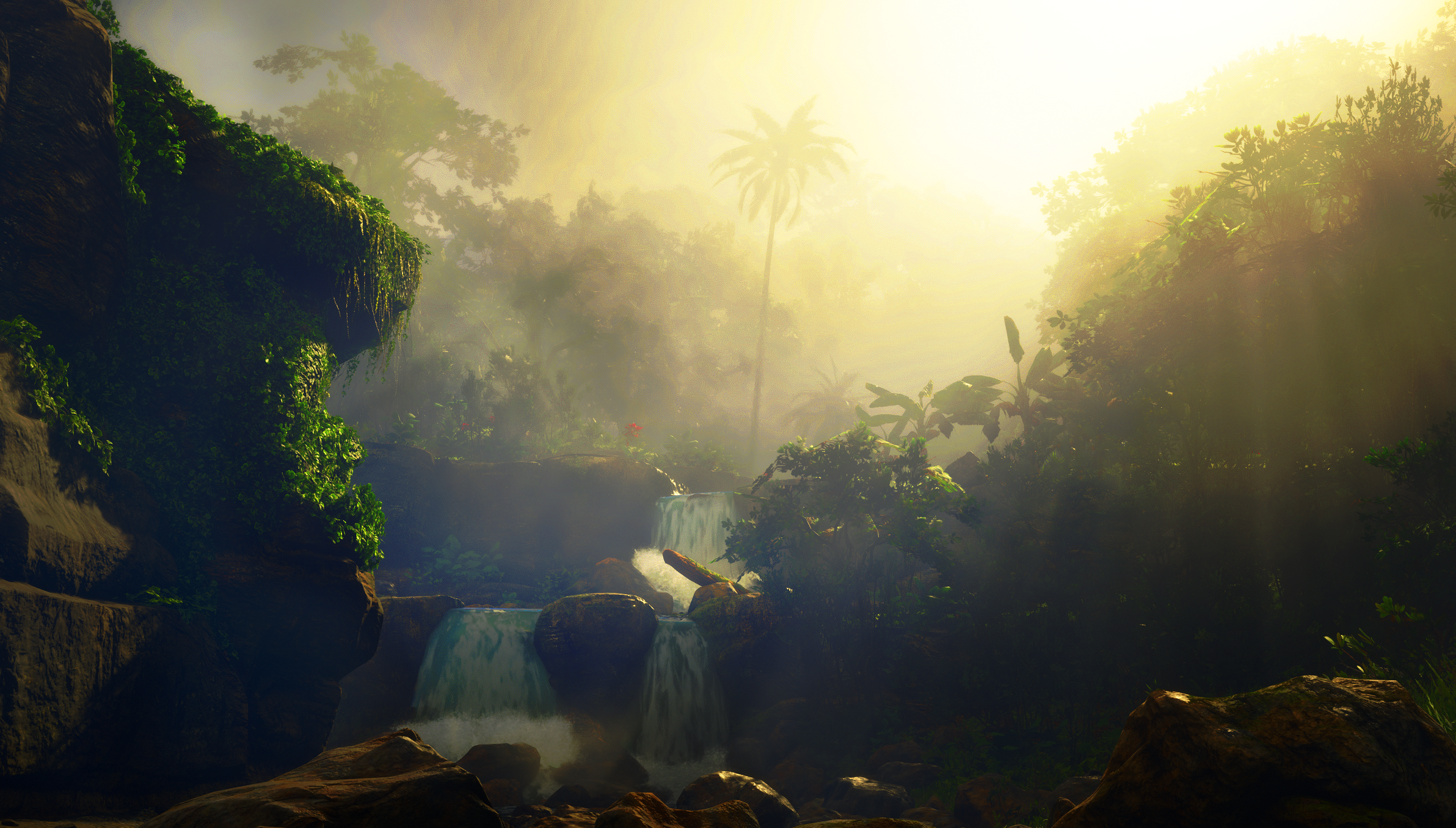 Red Dead Redemption 2 Tropical Waterfall HD Wallpaper
