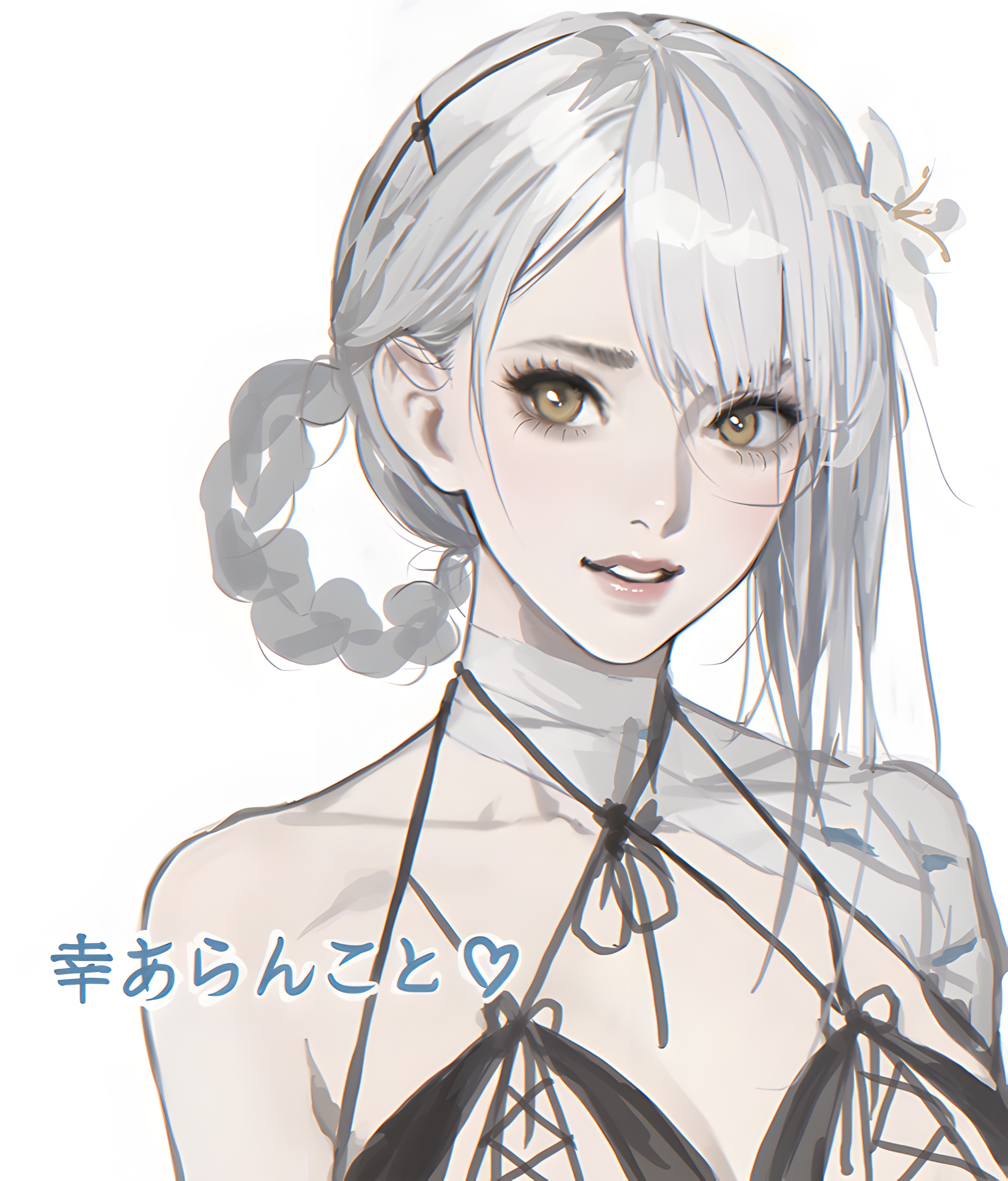 Kaine from NieR Replicant with braids and flower HD Phone Wallpaper