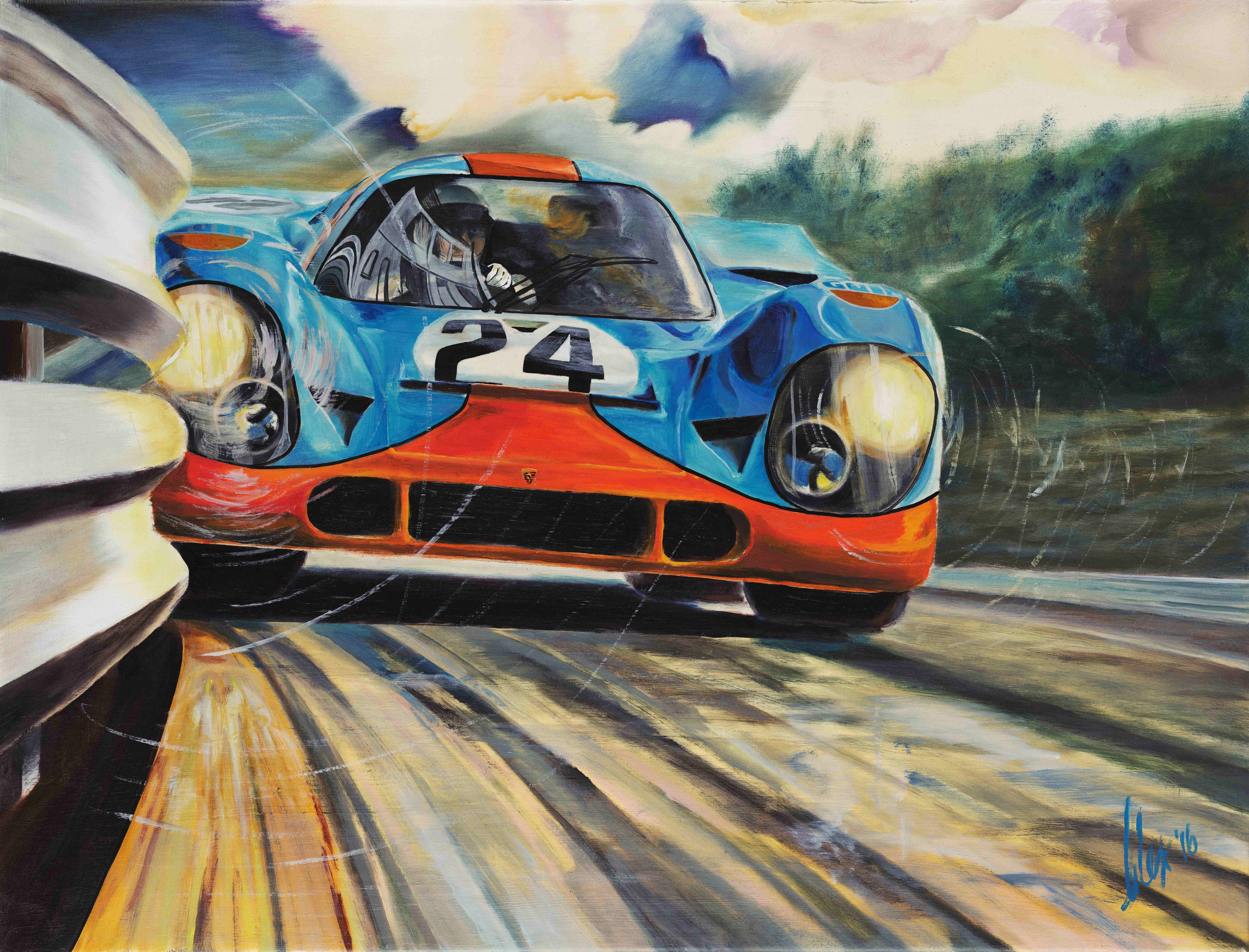 Gulf-Porsche 917 racing at Spa-Francorchamps HD Wallpaper