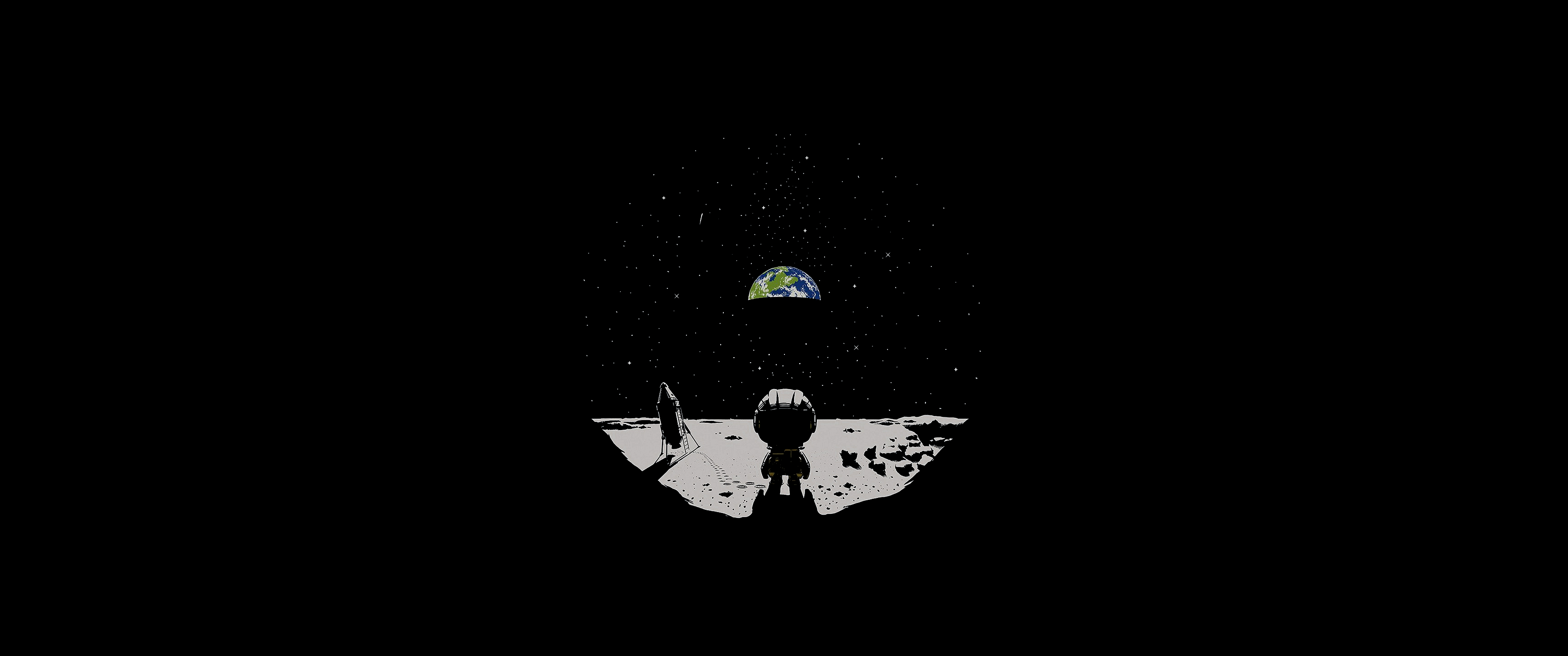 Astronaut on the Moon looking at Earth HD Wallpaper