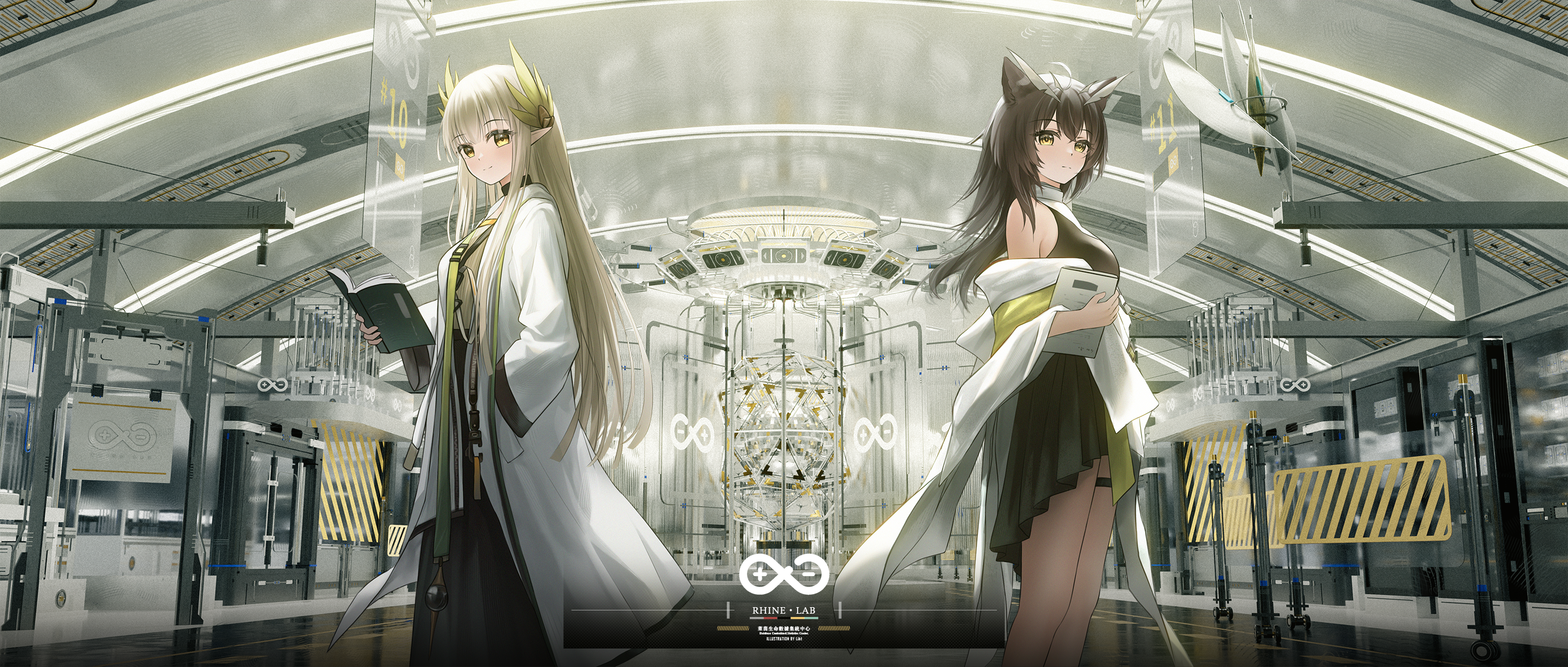 Arknights Muelsyse and Silence in a laboratory HD Wallpaper
