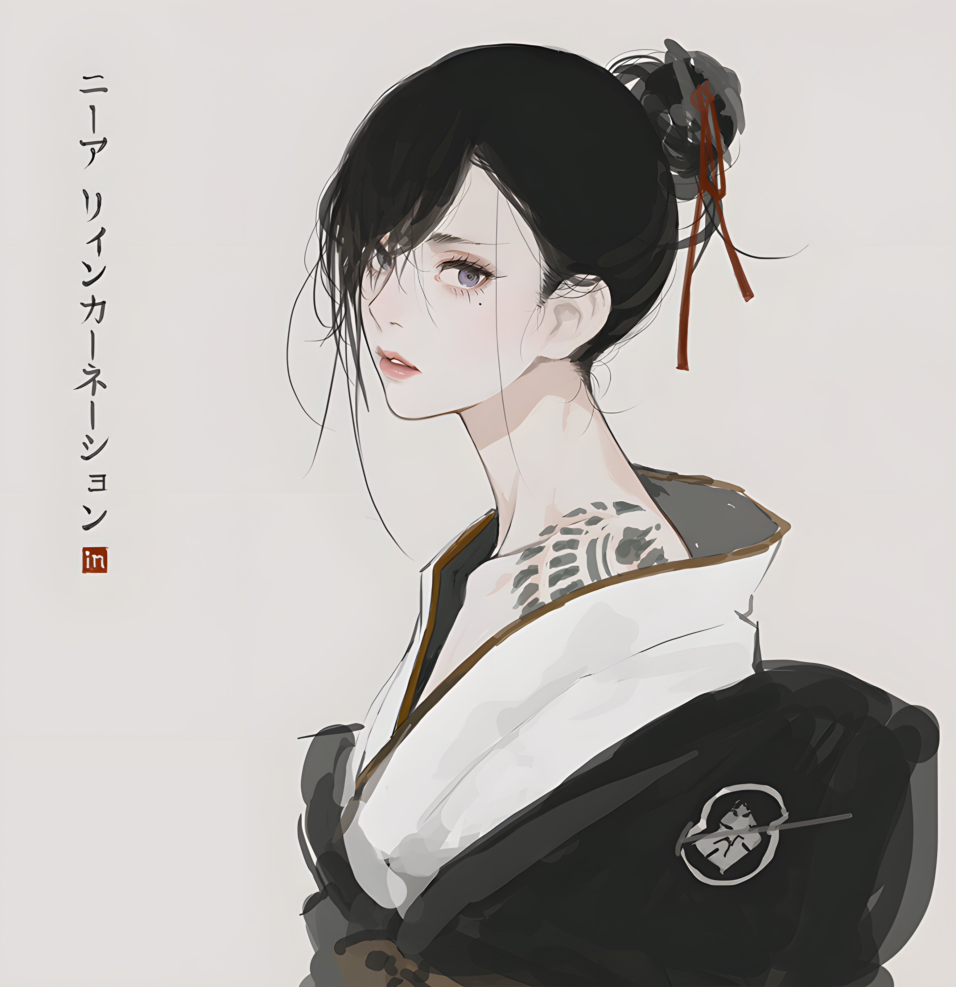 NieR Reincarnation Woman in Kimono with Tattoo HD Wallpaper