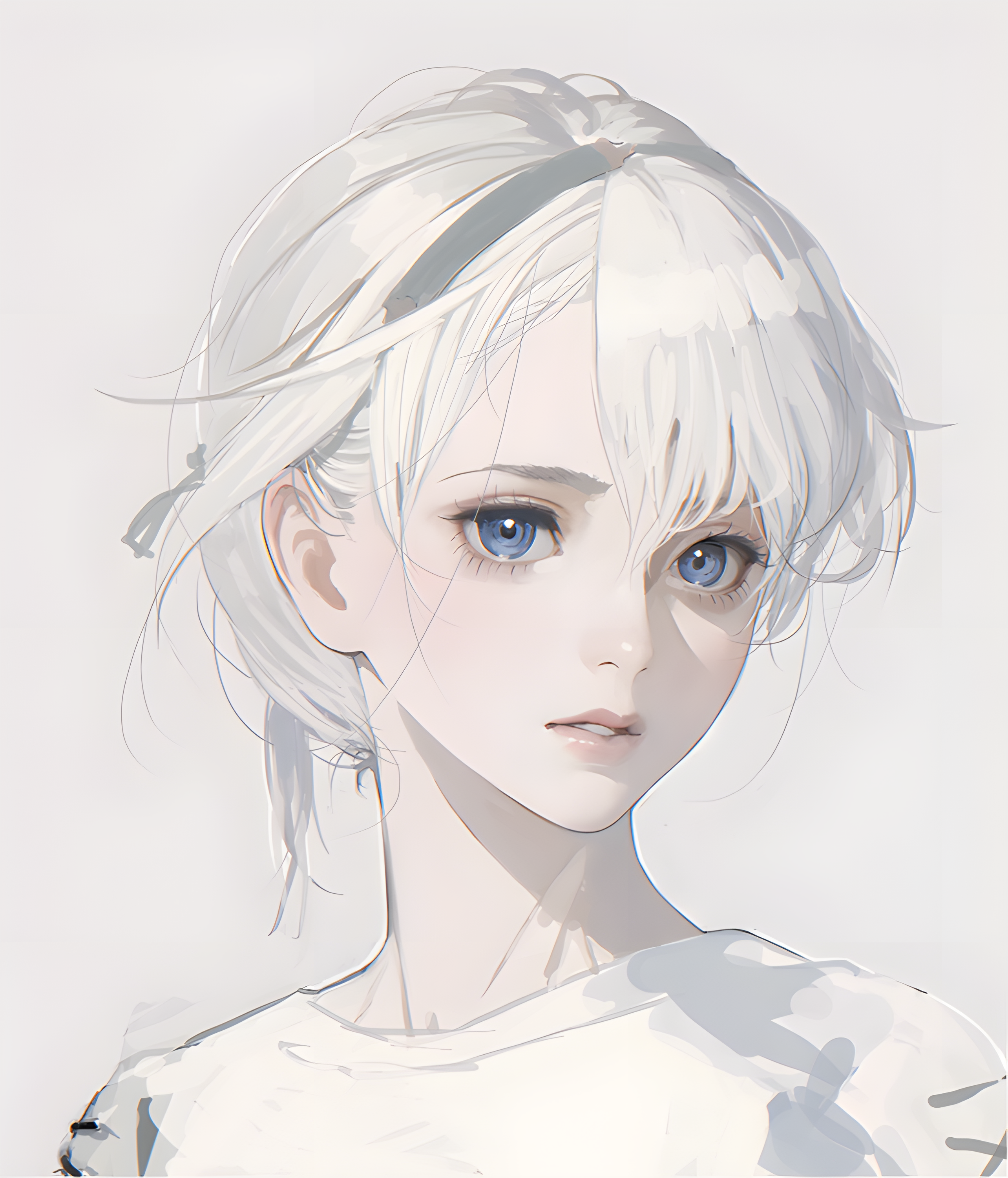Anime girl with blue eyes and white hair HD Phone Wallpaper