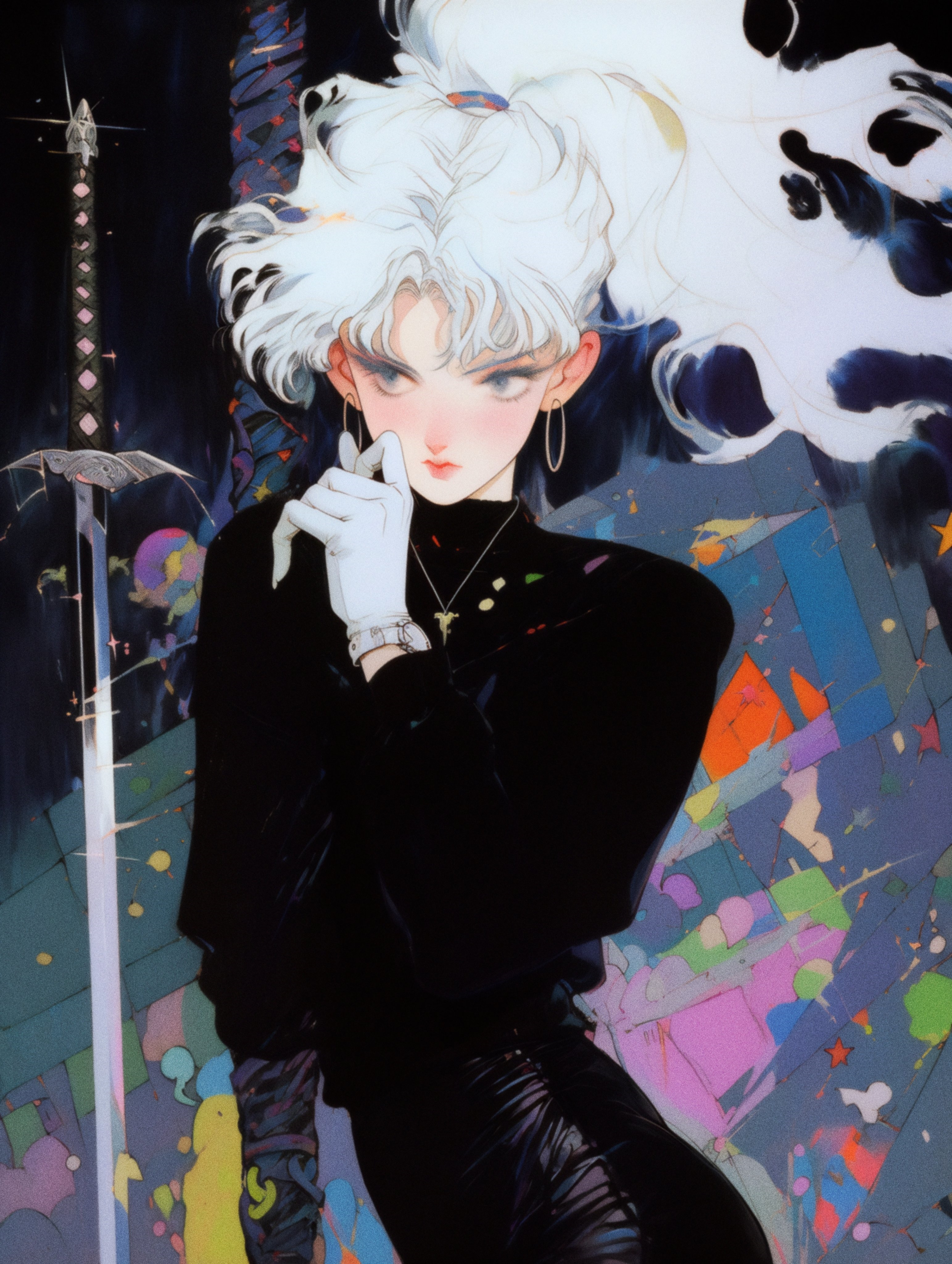 Anime character with white hair and sword HD Phone Wallpaper
