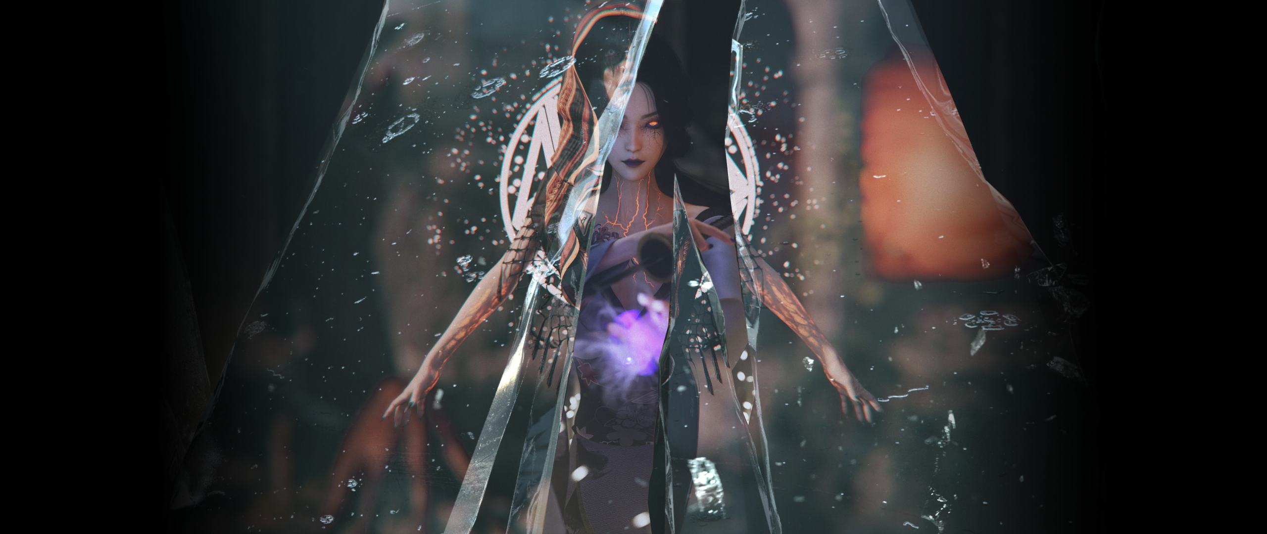 Fantasy girl with glowing eyes and magic HD Wallpaper
