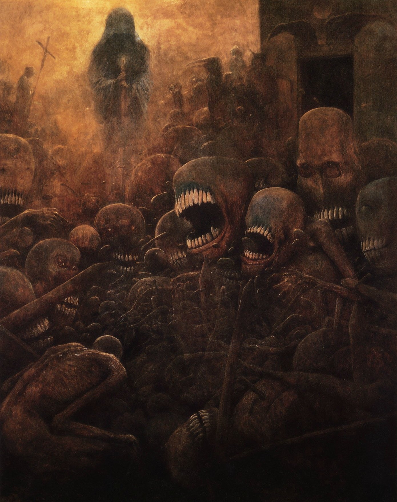 Zdzisław Beksiński artwork of monstrous figures HD Phone Wallpaper