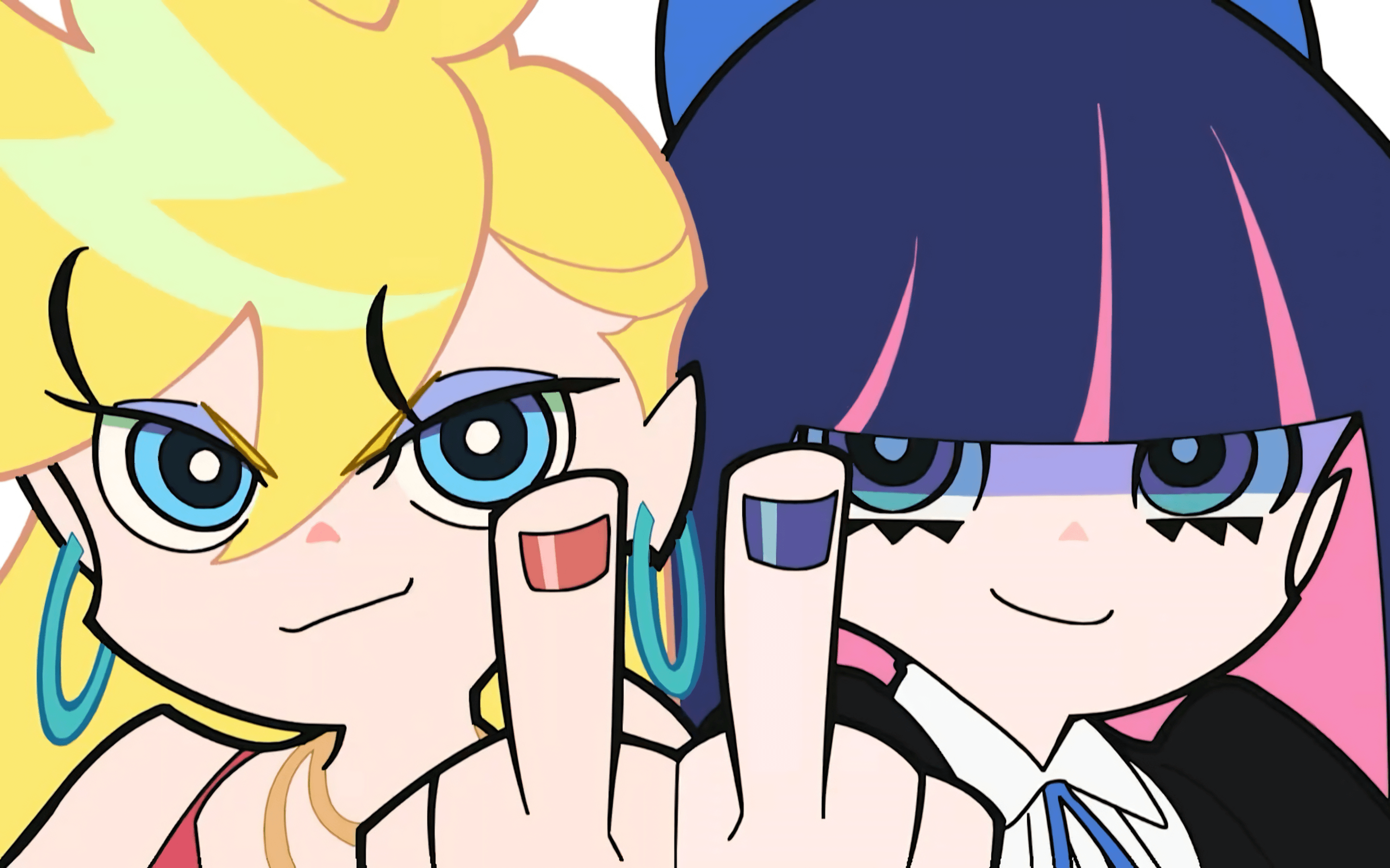 Panty and Stocking with Garterbelt characters showing middle fingers HD Wallpaper