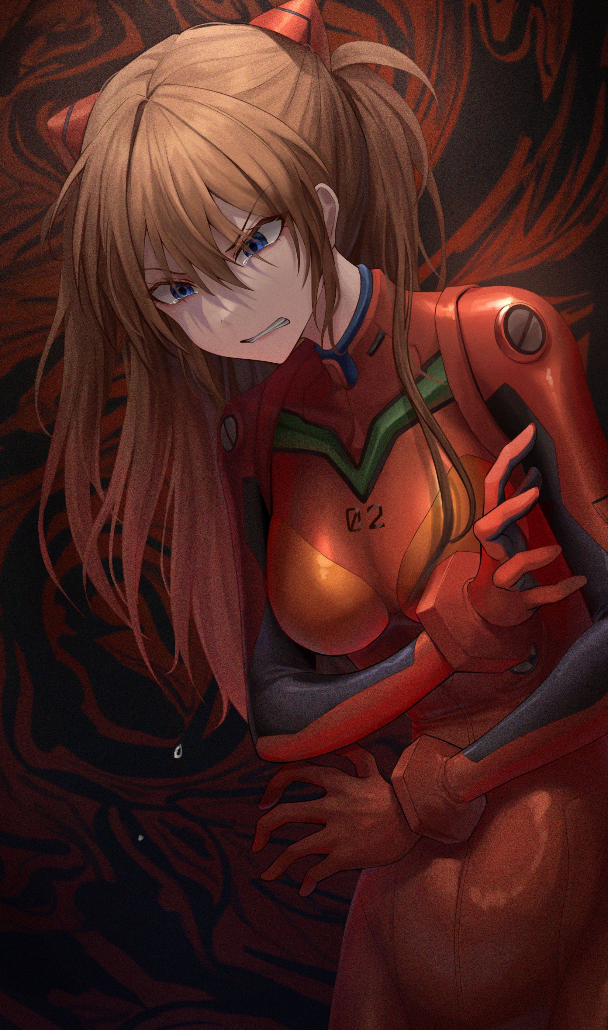 Asuka Langley Soryu crying in her Evangelion plugsuit HD Phone Wallpaper